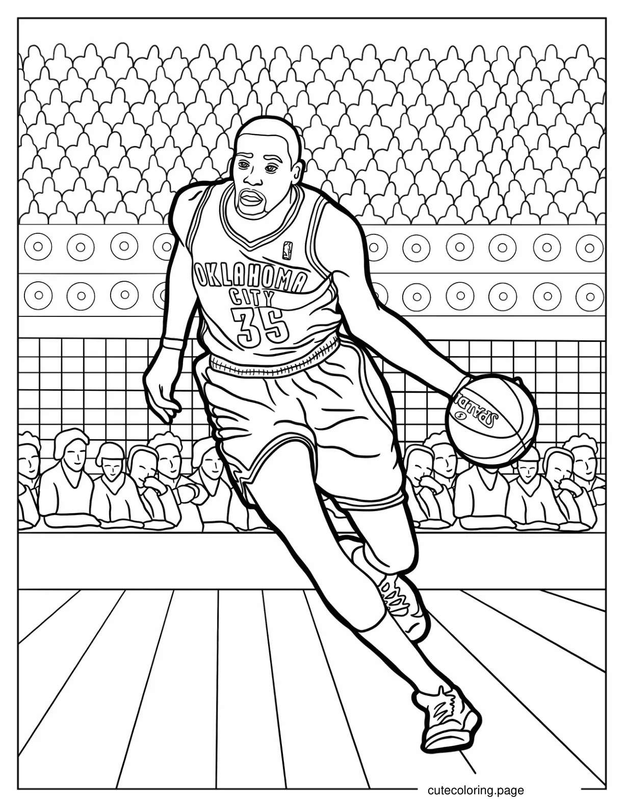 NBA Player Dribbling On Court coloring page