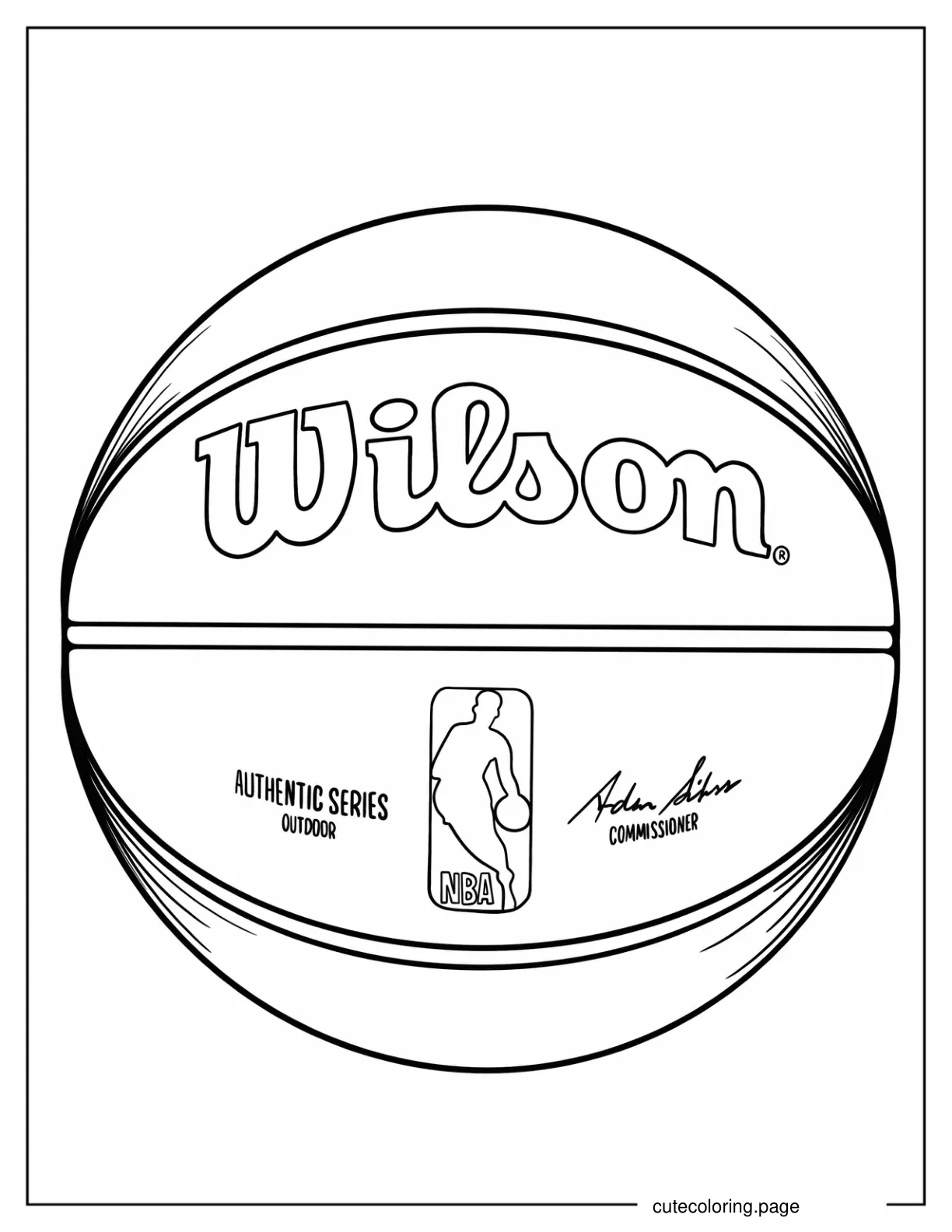 Wilson Offical NBA Basketball To Color coloring page