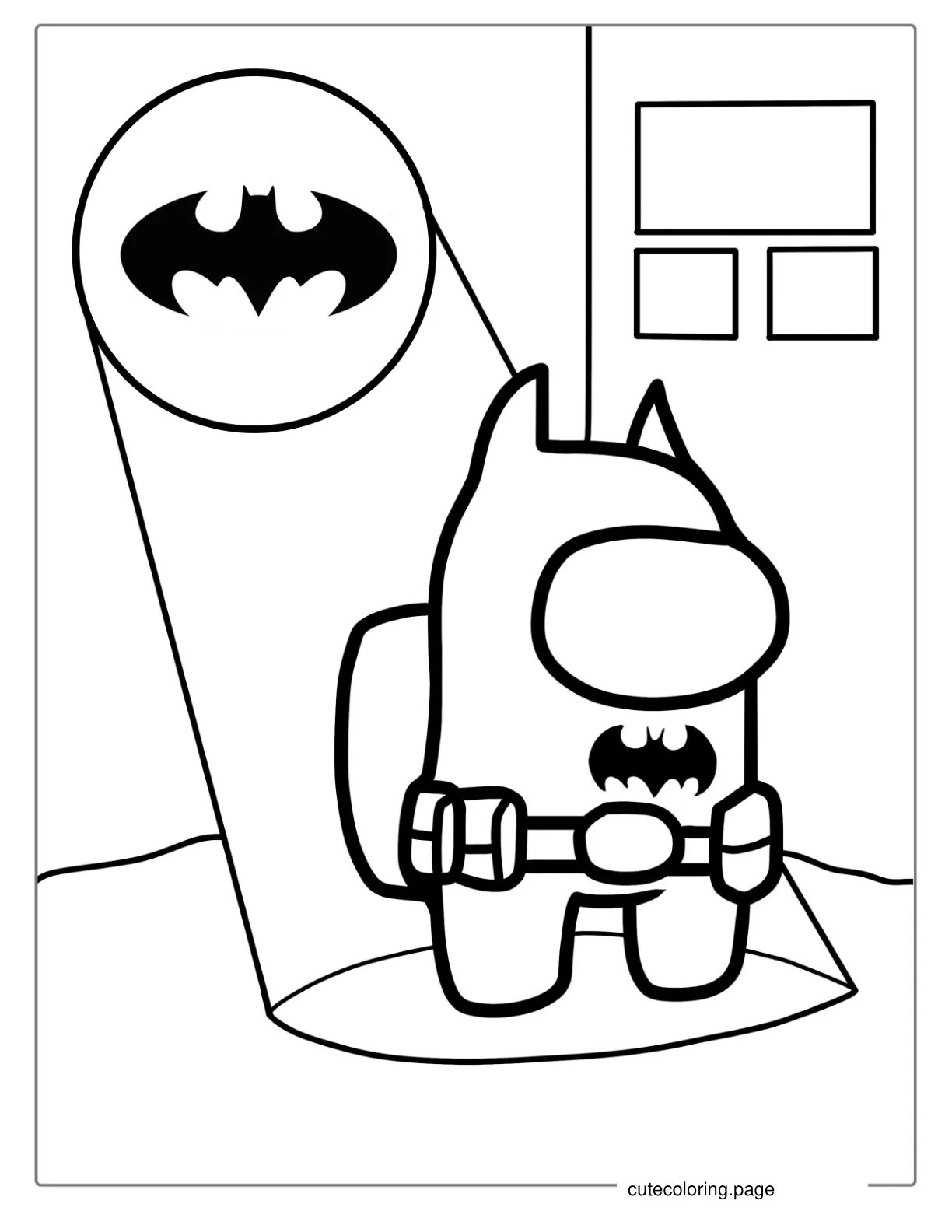 Among Us Batman With Bat Signal Coloring Sheet coloring page