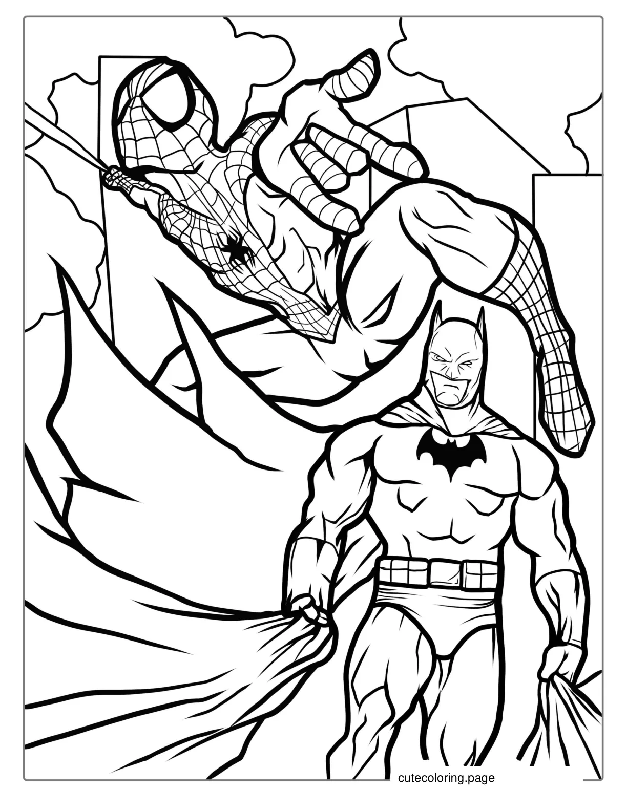 Batman And Spider Man Coloring Sheet coloring page