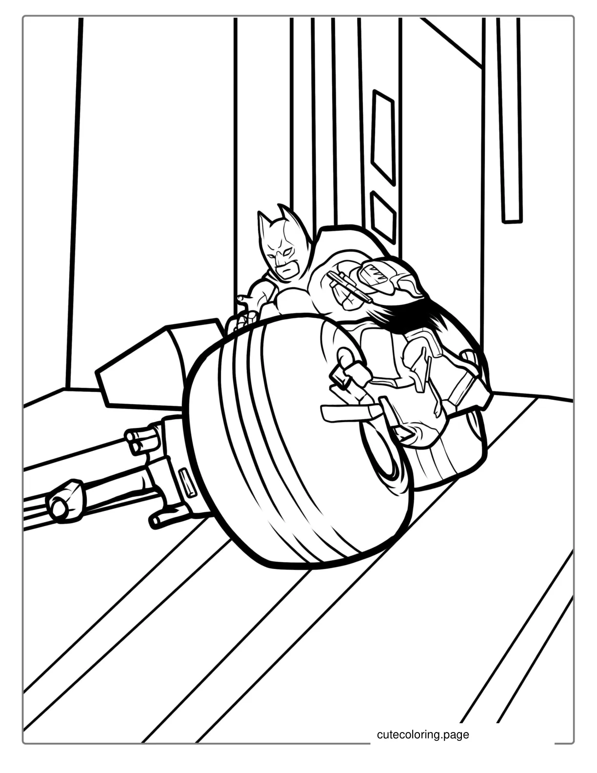 Batpod Motorcycle From Dark Knight Coloring Sheet coloring page