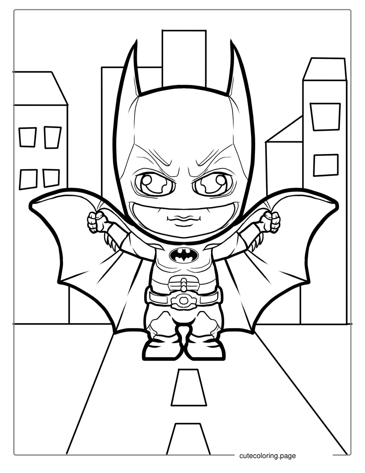 Cute Baby Batman With Cape Coloring For Kids coloring page