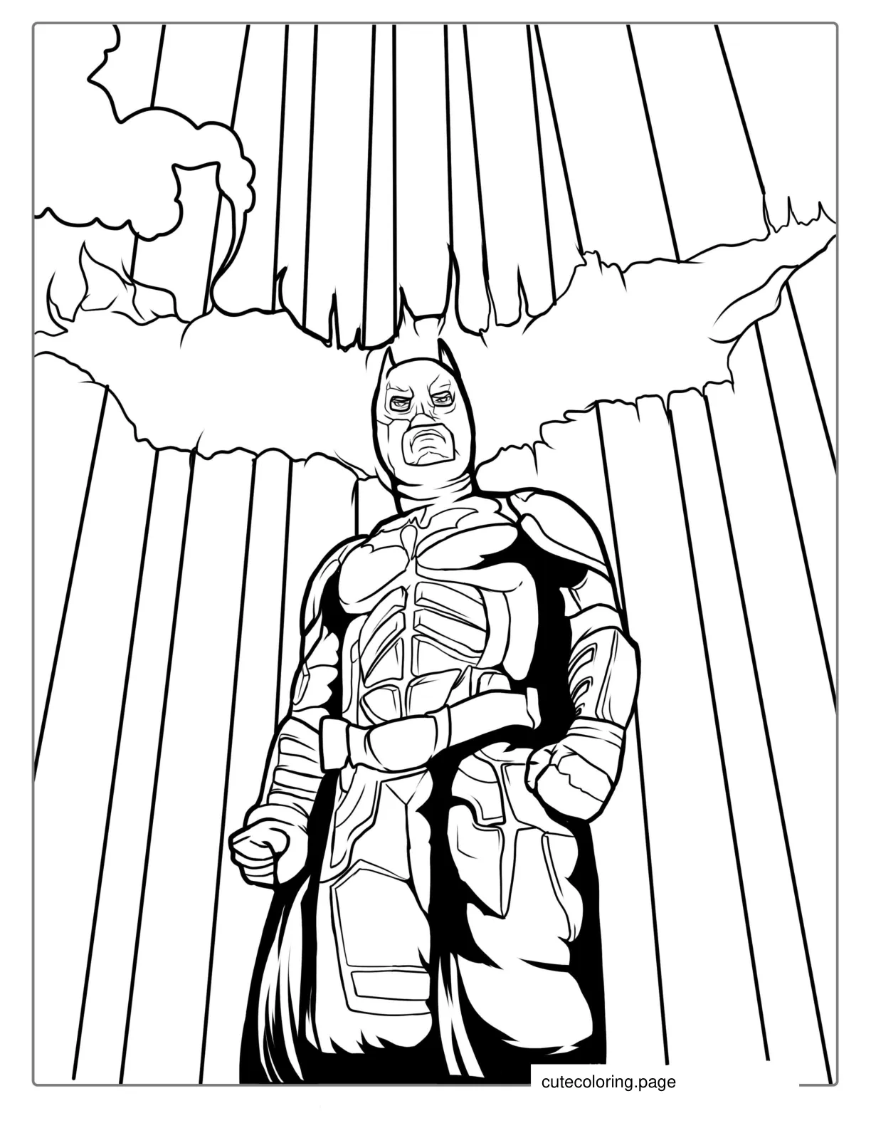 Dark Knight Batman Standing In Gotham coloring page