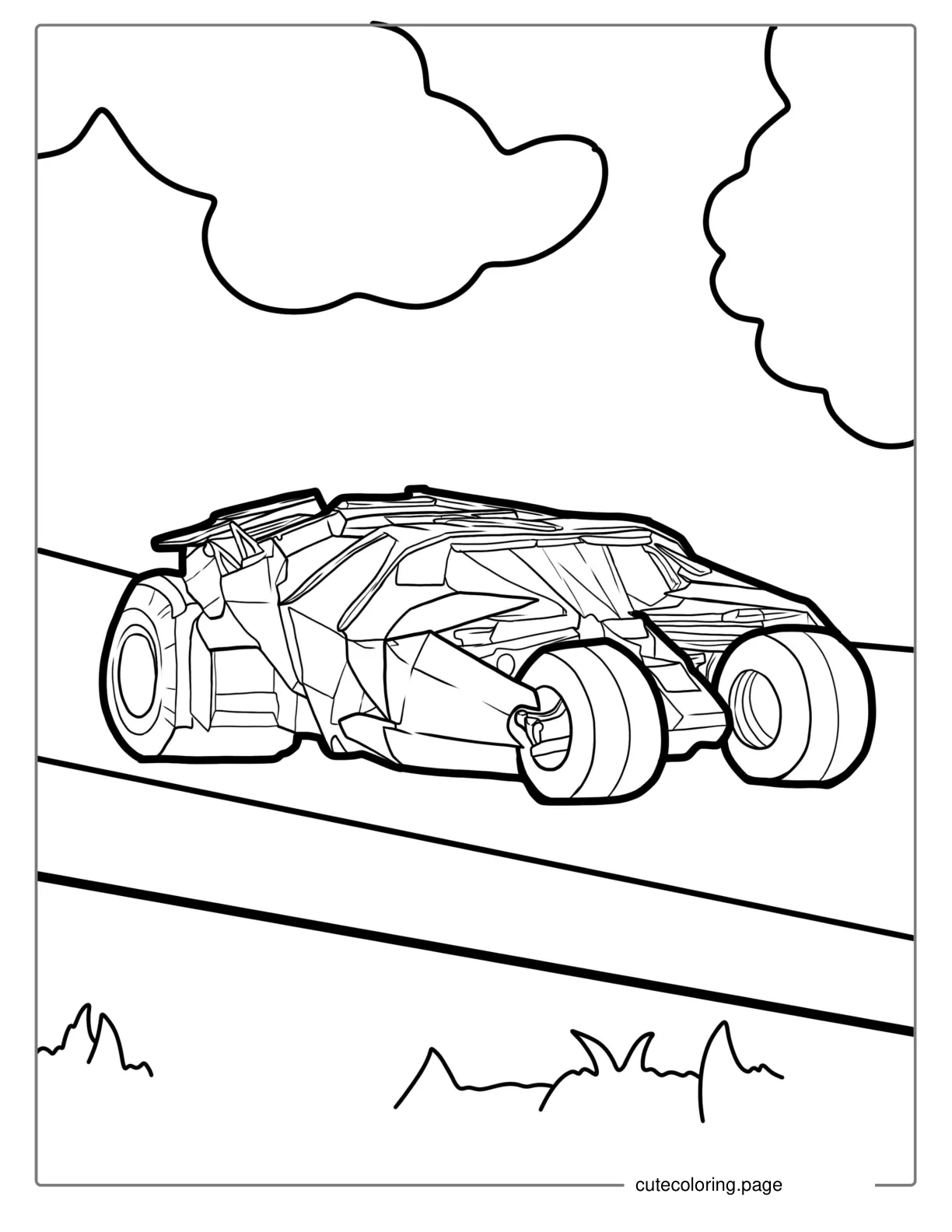 Dark Knight Batmobile Coloring Sheet coloring page