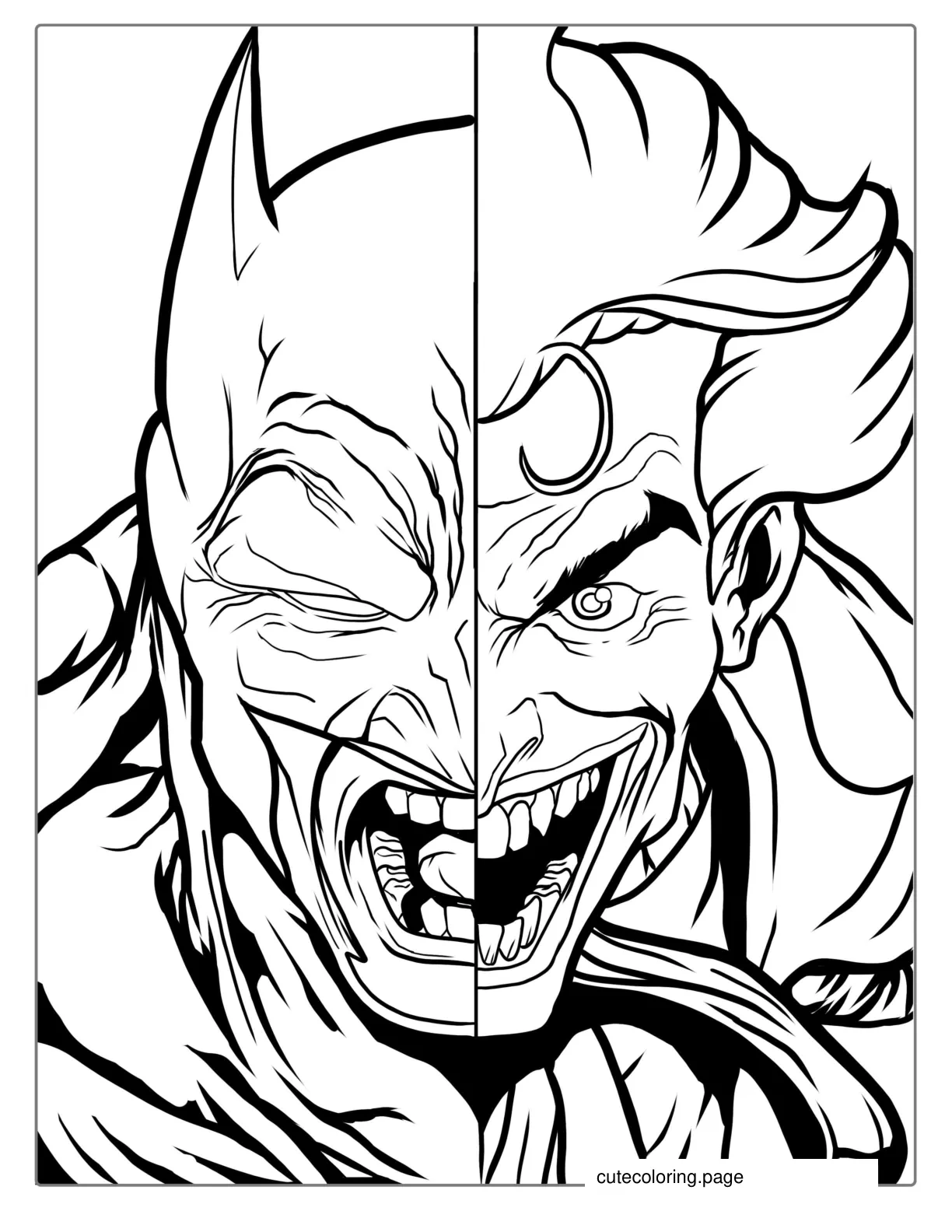 Detailed Joker Vs Batman Coloring For Adults coloring page