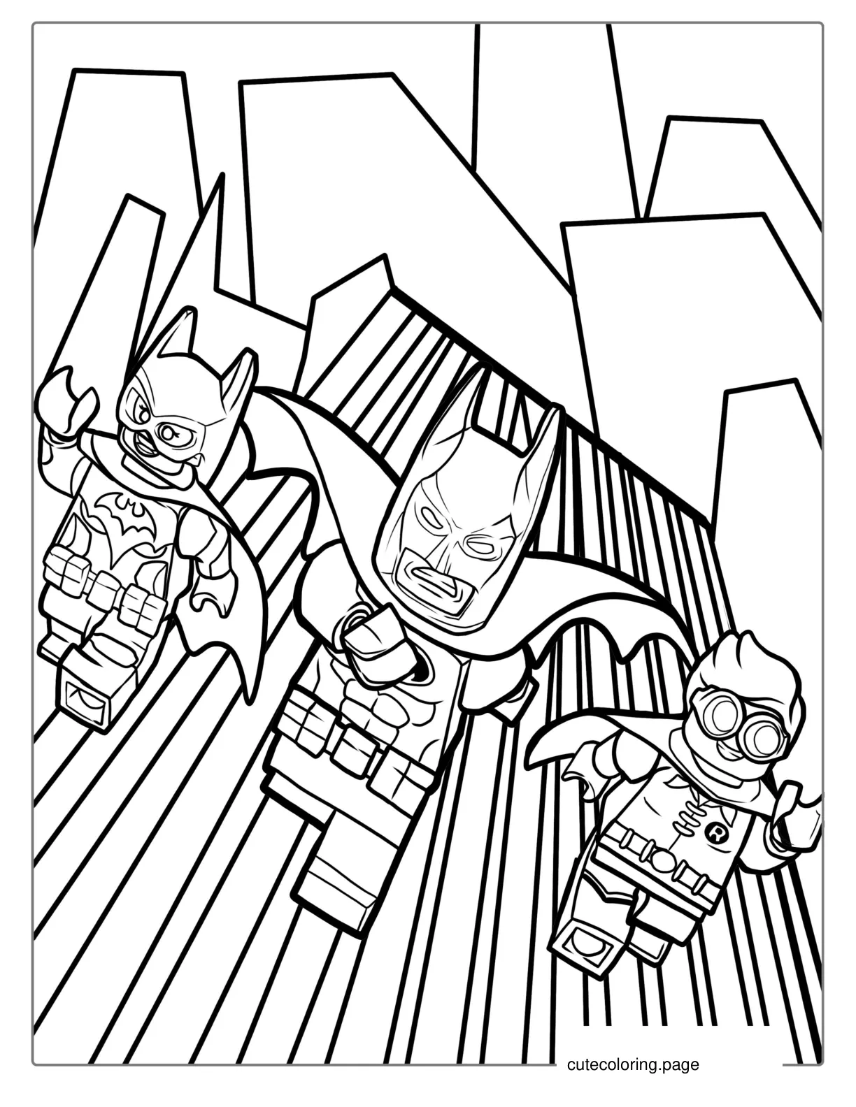 Lego Batman With Batgirl And Robin Coloring coloring page