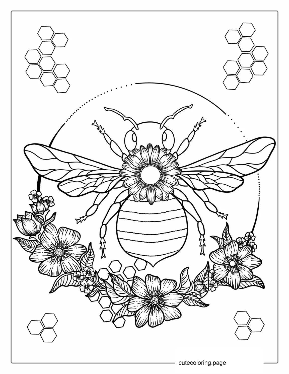 Bee Mandala Coloring Page For Adults coloring page