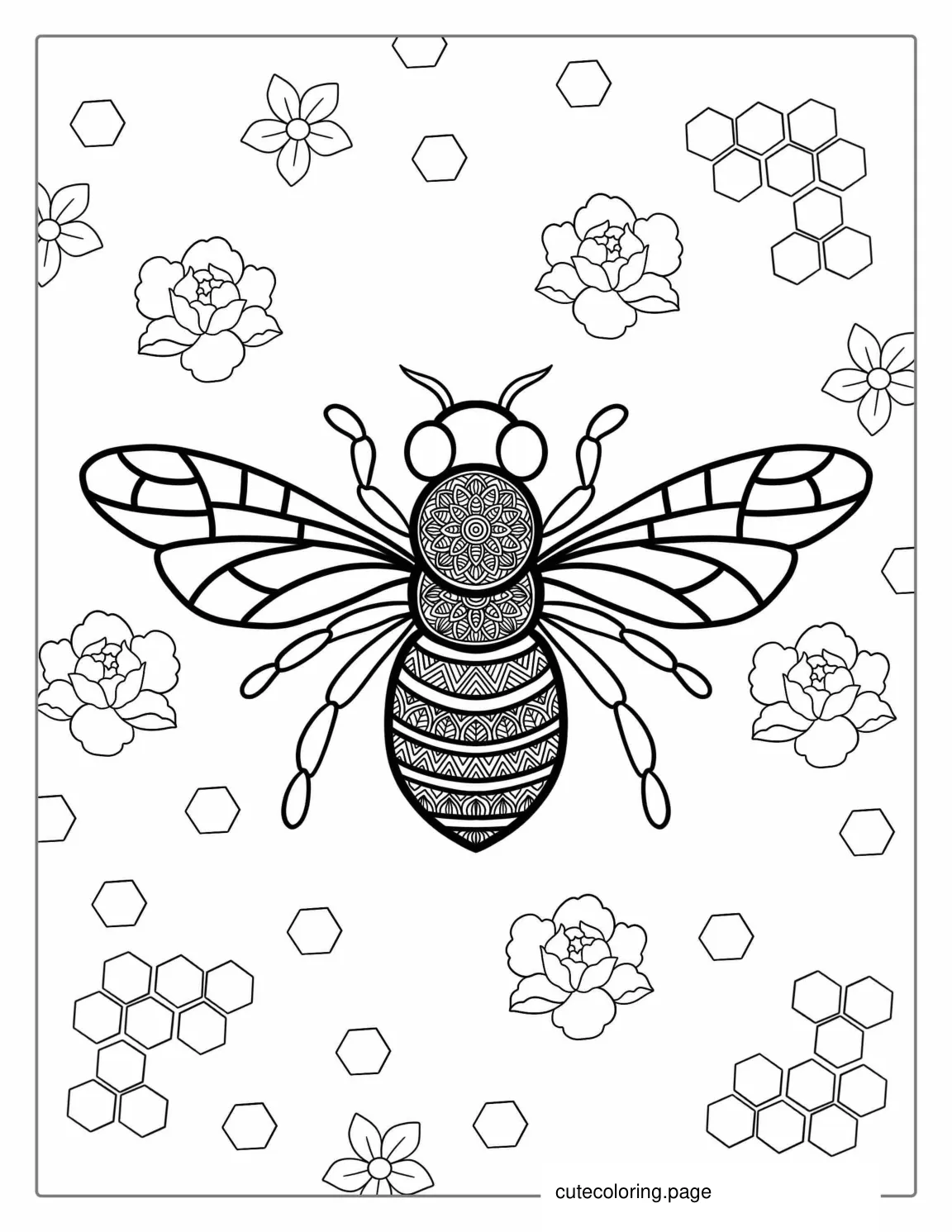 Coloring Sheet Of a Mandala Bee coloring page