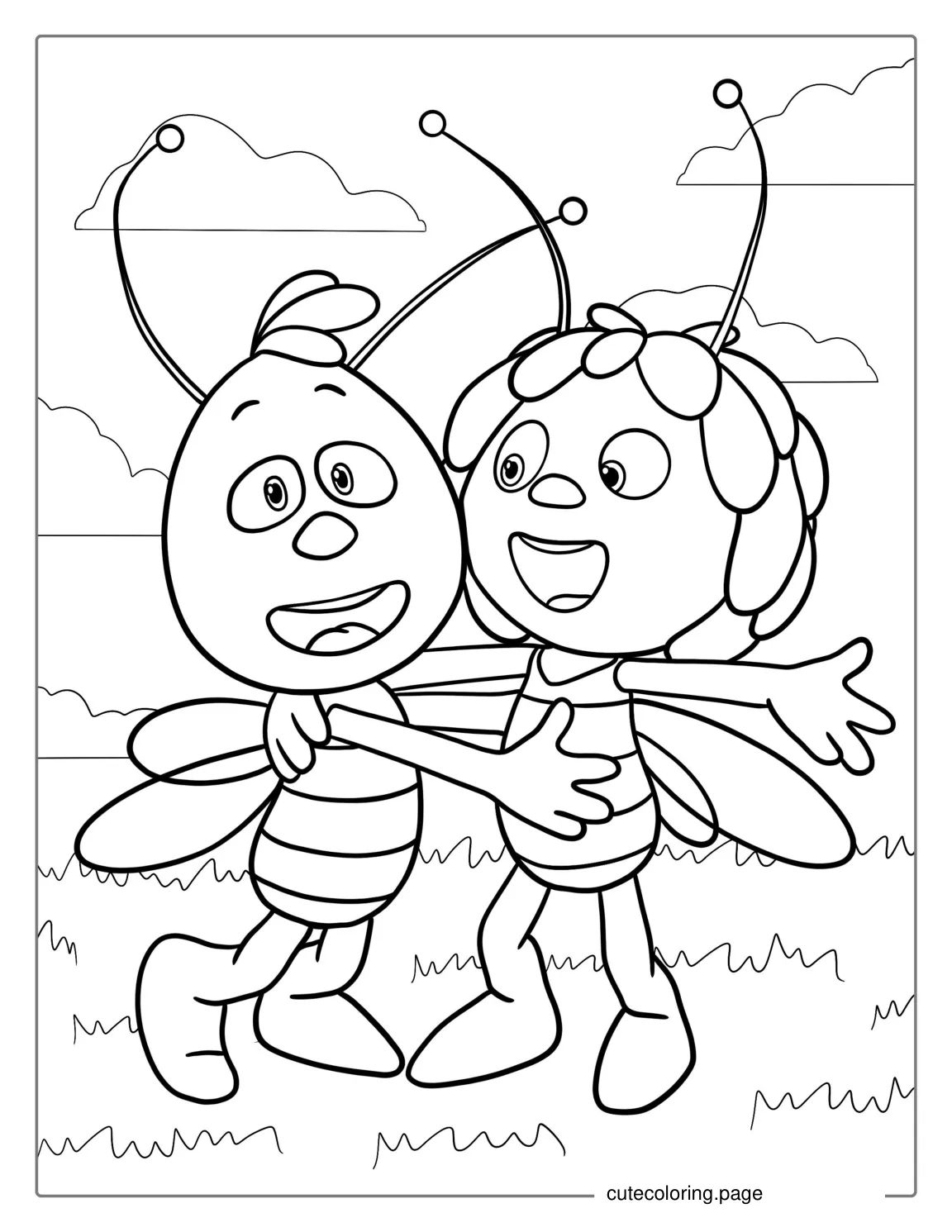 Maya The Bee With Friends To Color coloring page