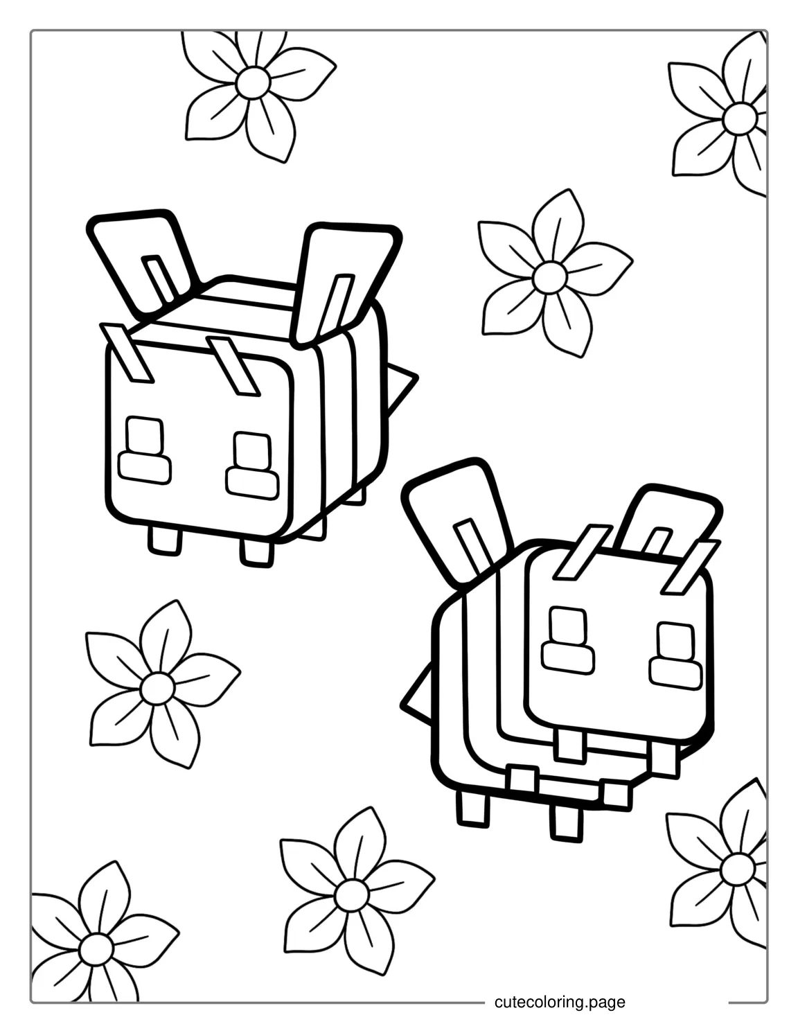 Minecraft Bees Coloring Page coloring page