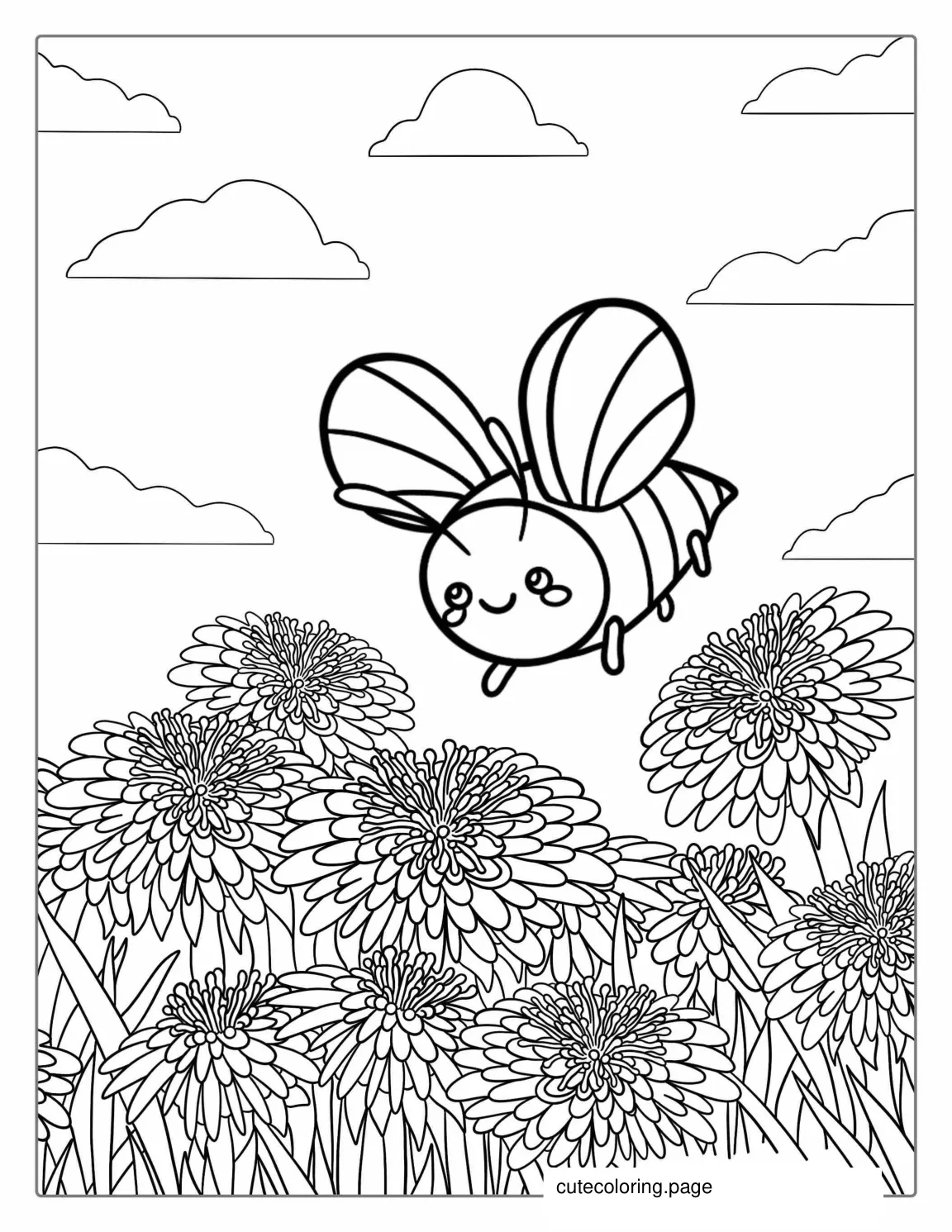 Queen Bee Flying Coloring Sheet coloring page