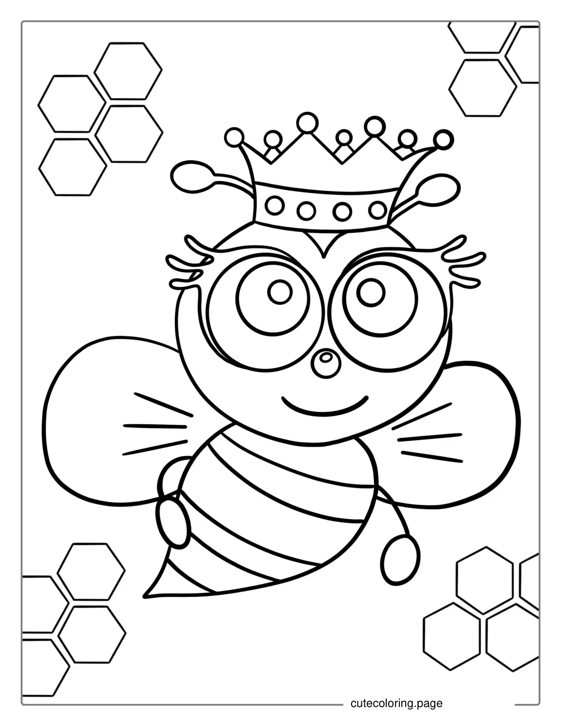 Simple Outline Of a Queen Bee Coloring Page For Kids coloring page