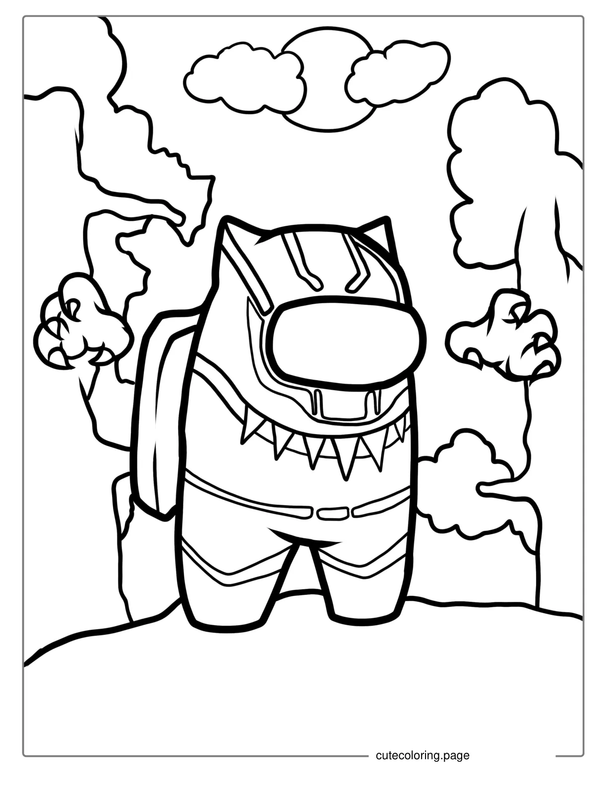 Among Us Black Panther Coloring For Kids coloring page