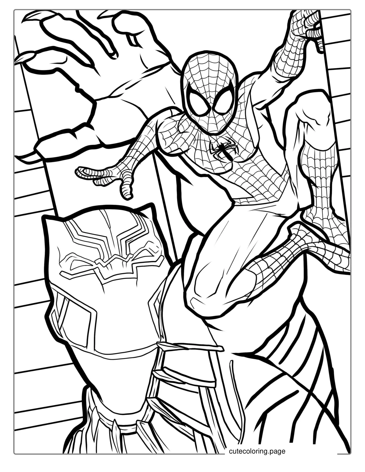 Black Panther And Spider Man Coloring Sheet coloring page