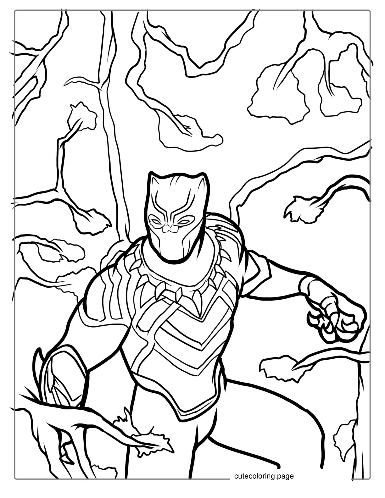 Black Panther In Forest To Color coloring page