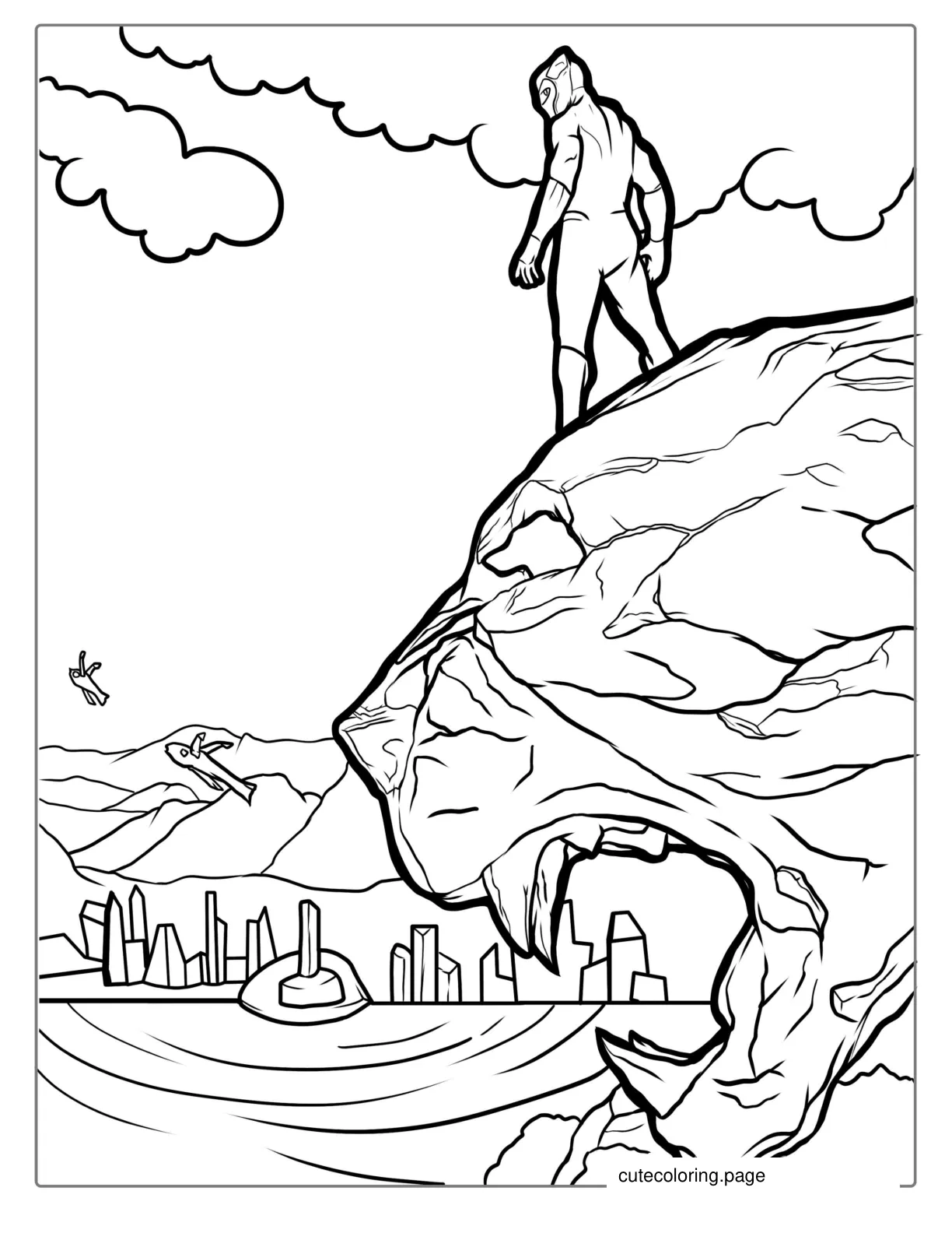 Black Panther Looking Over Wakanda coloring page