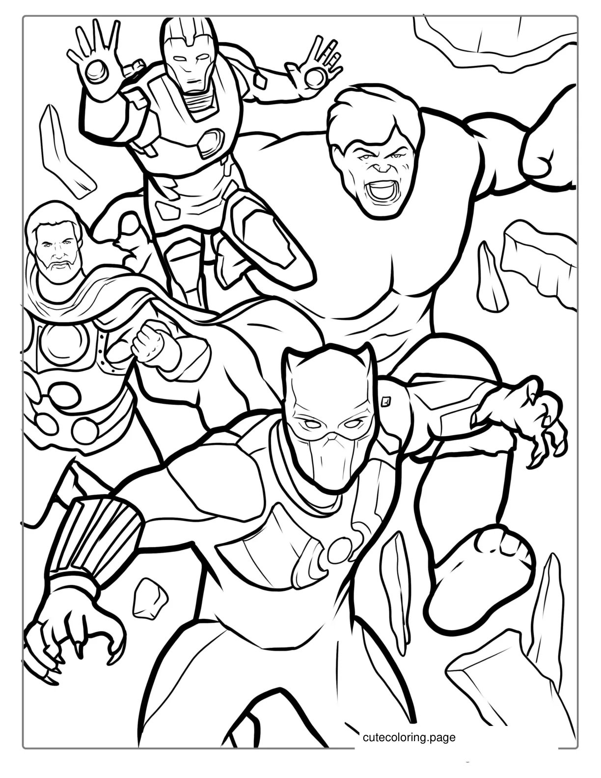 Black Panther With The Avengers Coloring Page coloring page