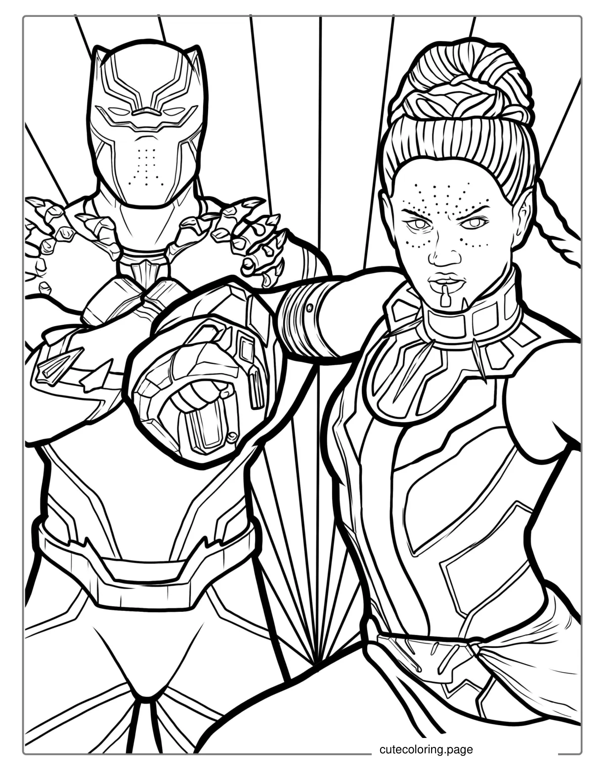 Shuri And Black Panther Coloring Sheet coloring page