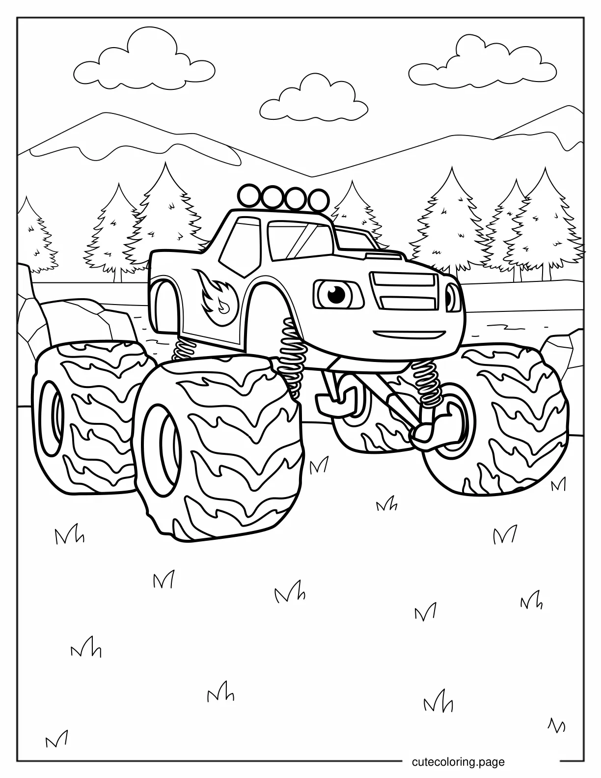 Detailed Coloring Page of Blaze the Monster Machine coloring page