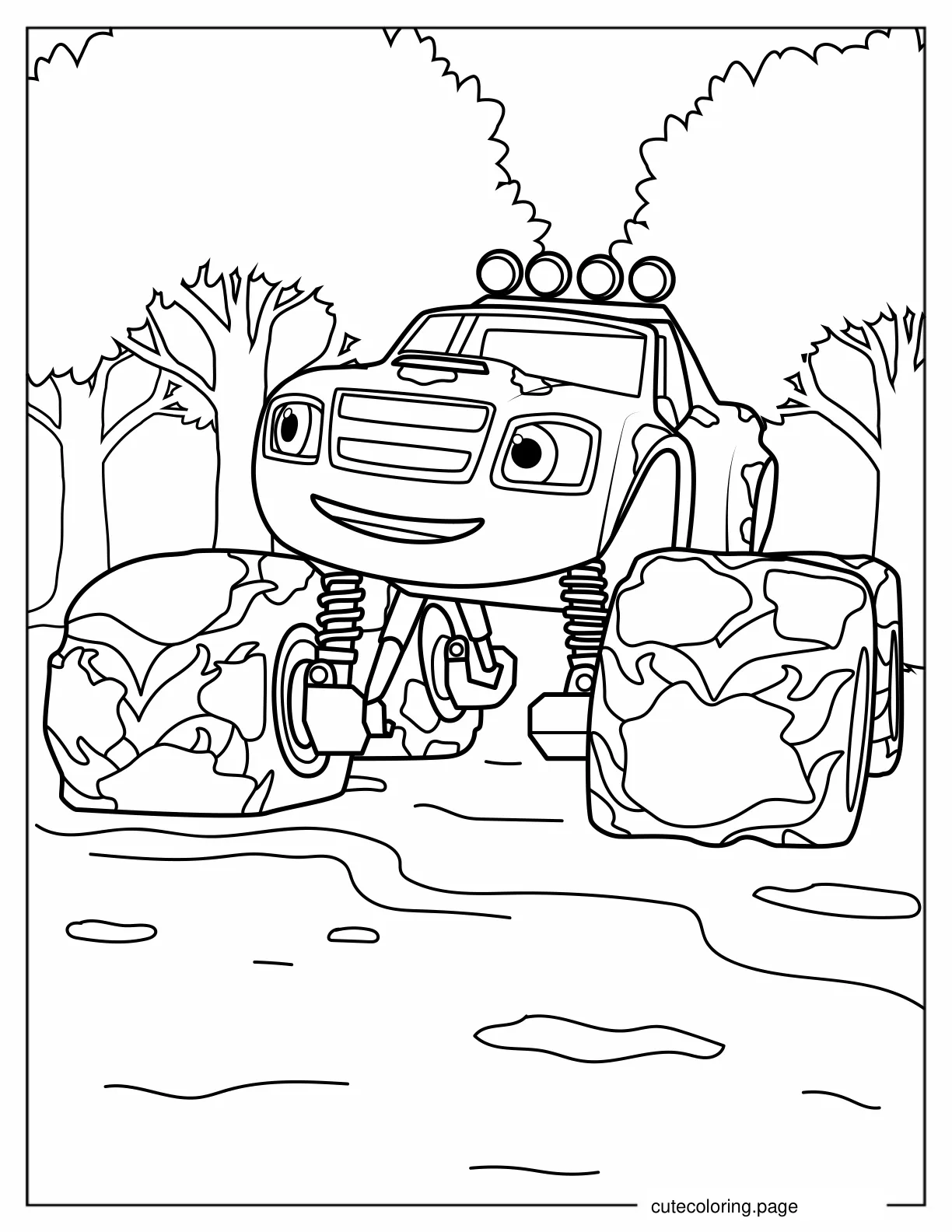 Kawaii Coloring Sheet of Blaze in the Forest coloring page