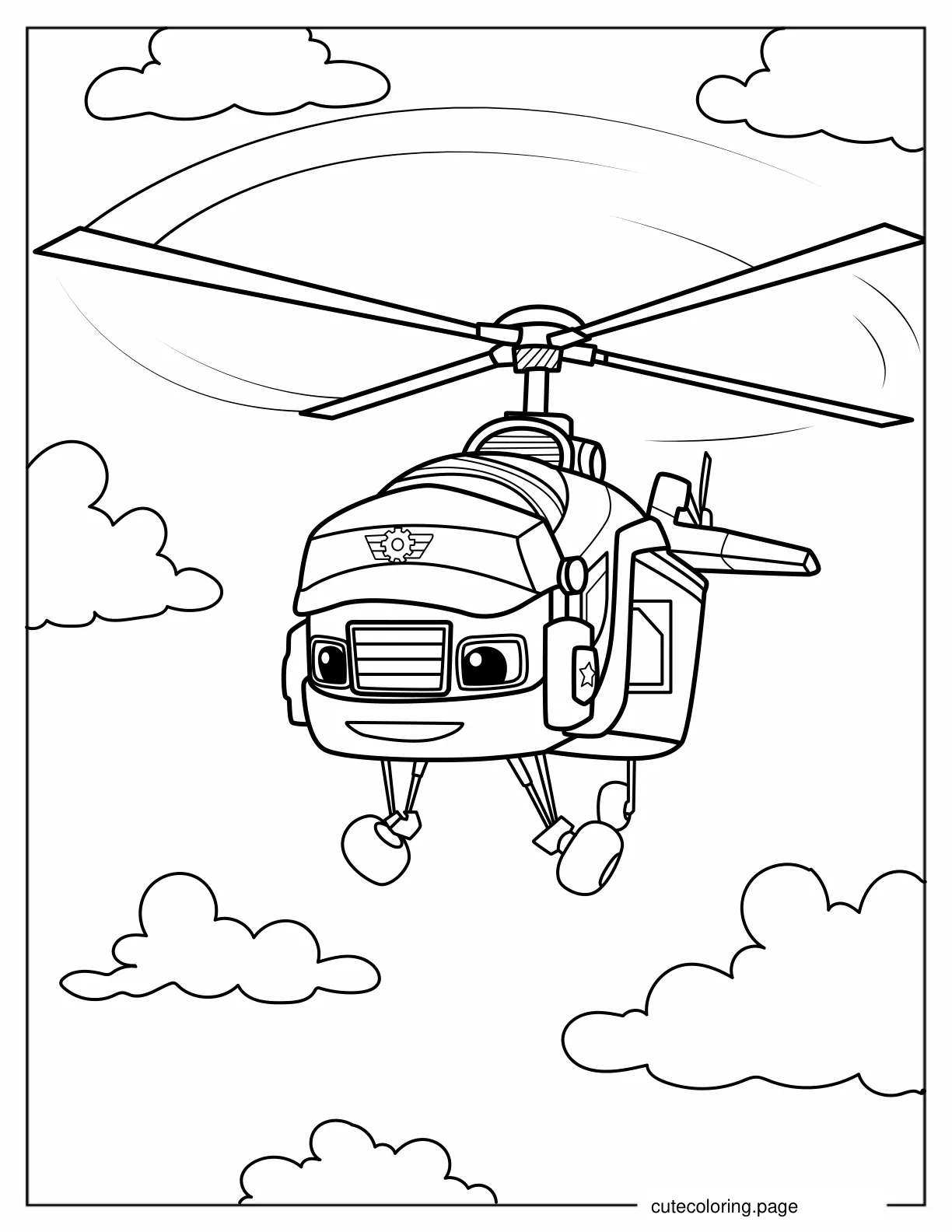 Swoops Helicopter Machine in the Air coloring page