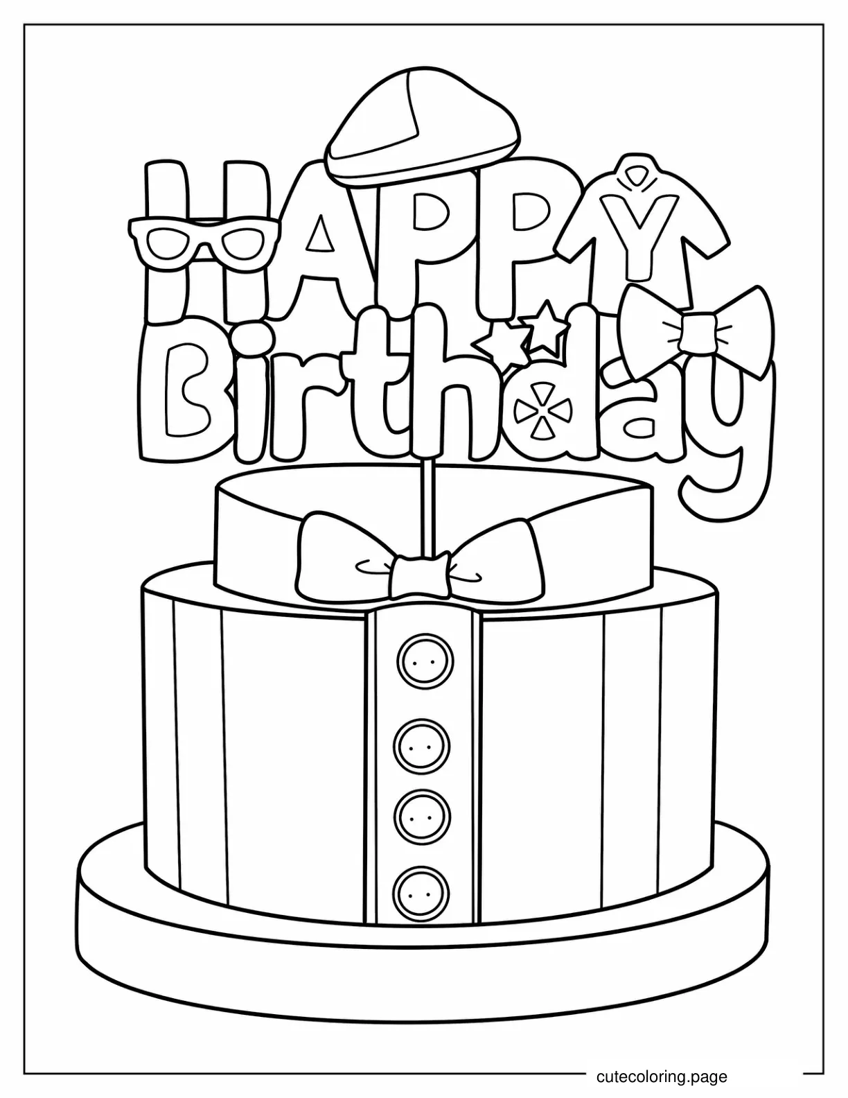 Blippi Happy Birthday Cake Coloring Page coloring page