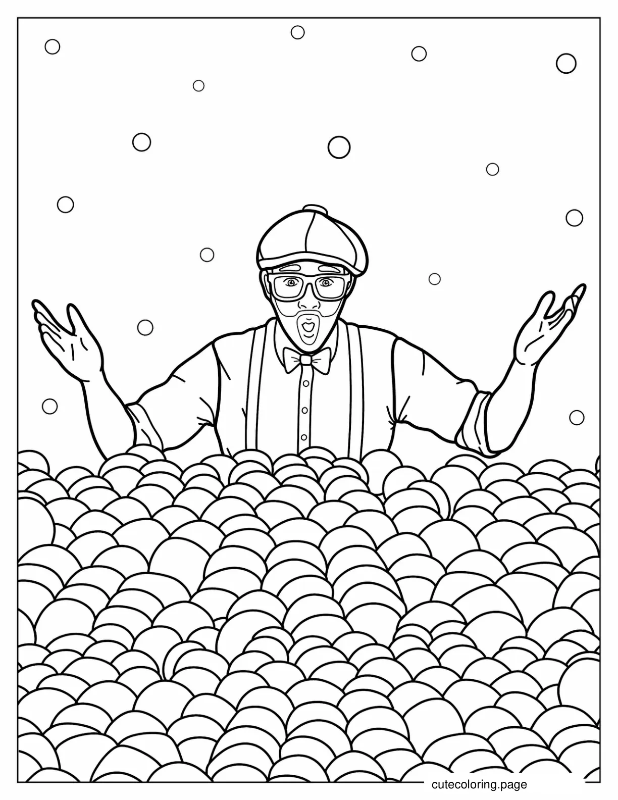 Blippi Playing In Ball Pit coloring page