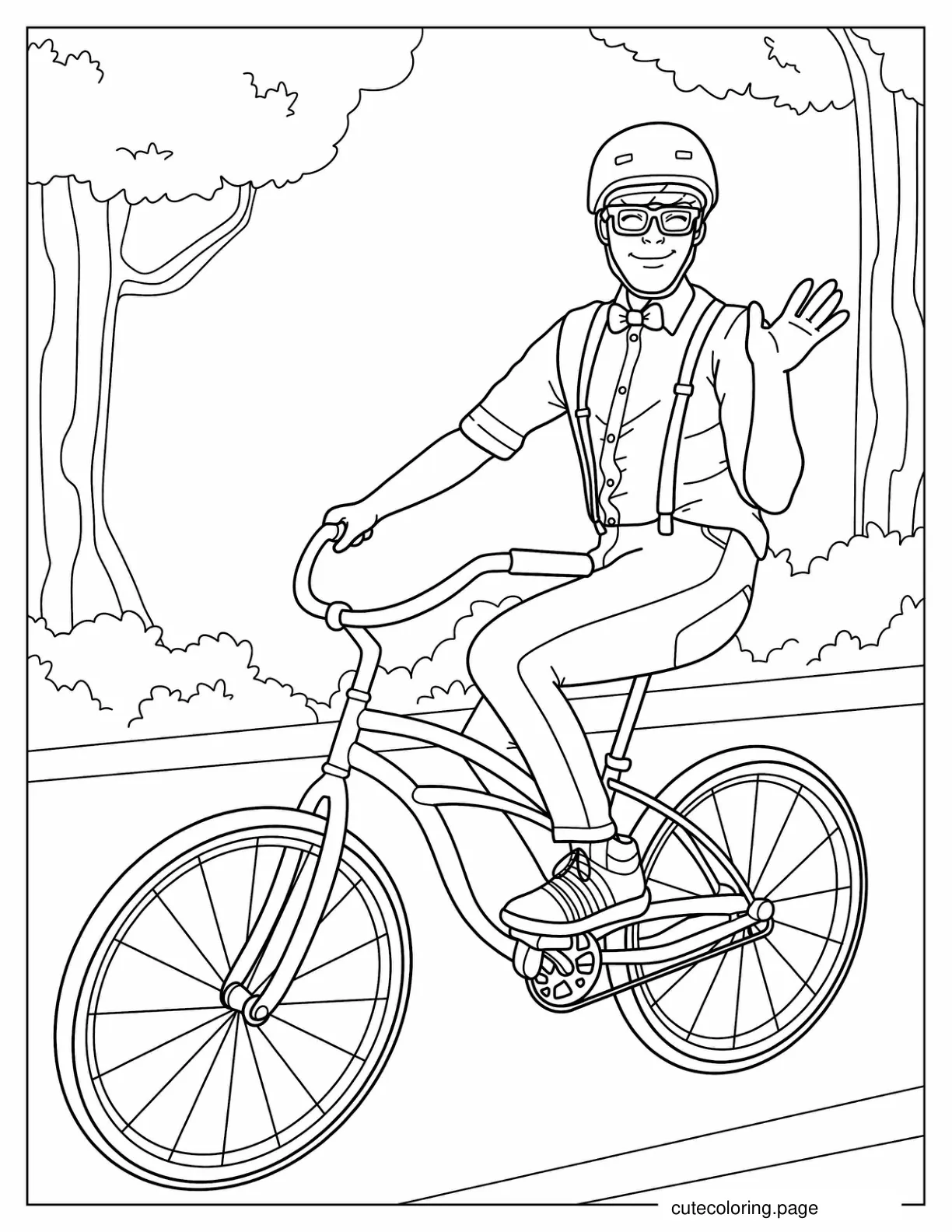 Blippi Riding a Bicycle Coloring Sheet coloring page