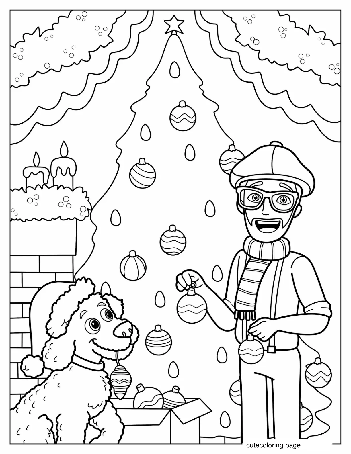 Christmas Themed Blippi Coloring Page coloring page