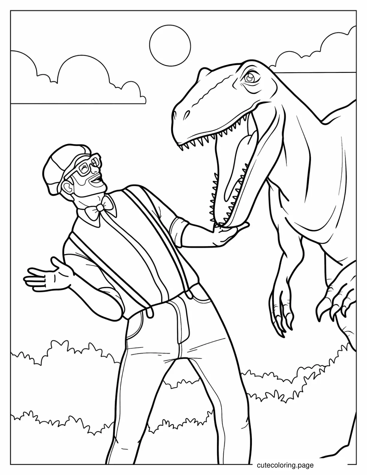 Coloring Page Of Blippi And T Rex coloring page