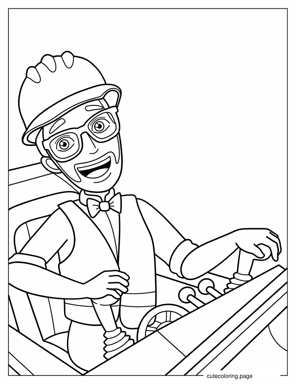 Coloring Page Of Blippi Riding a Digger coloring page