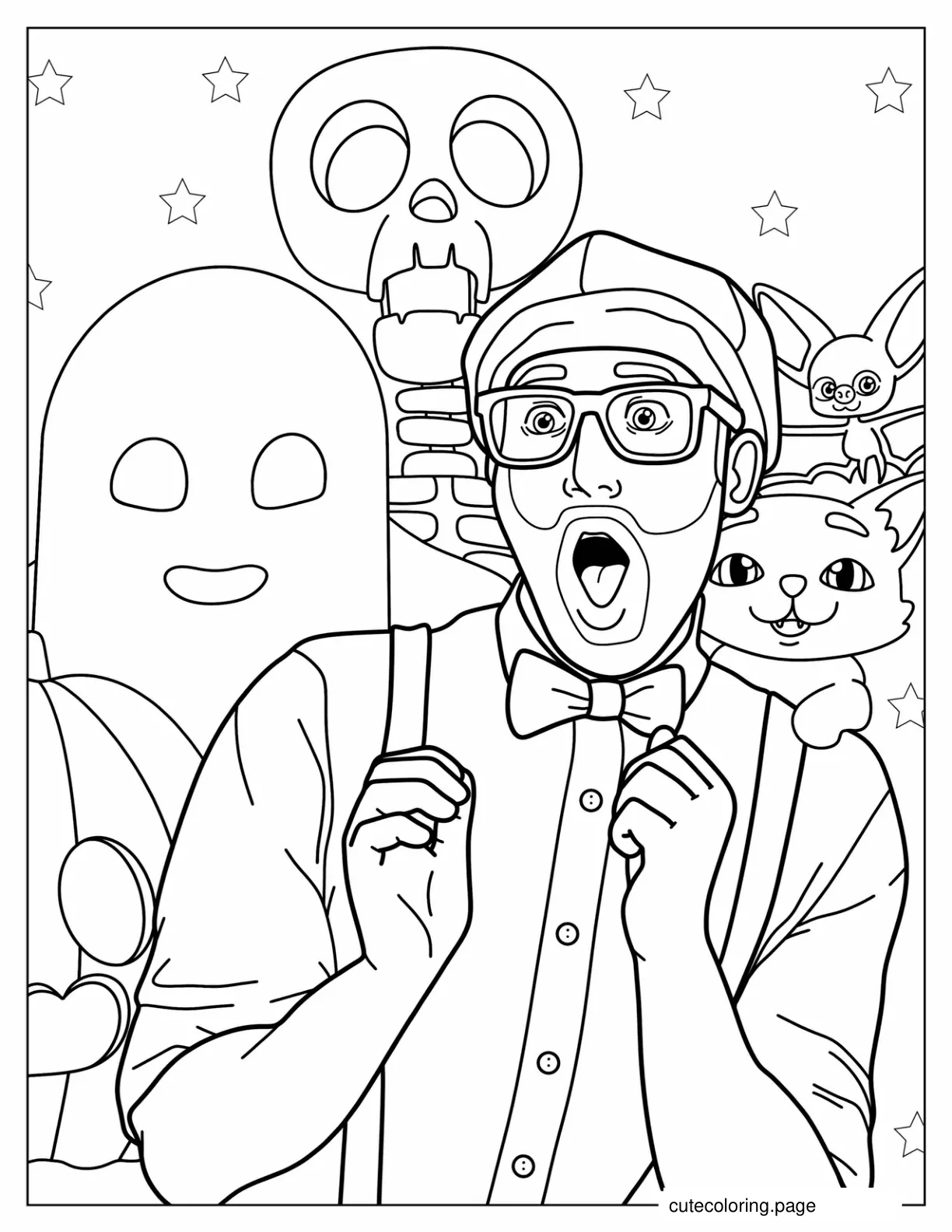 Halloween Themed Blippi Coloring Sheet coloring page