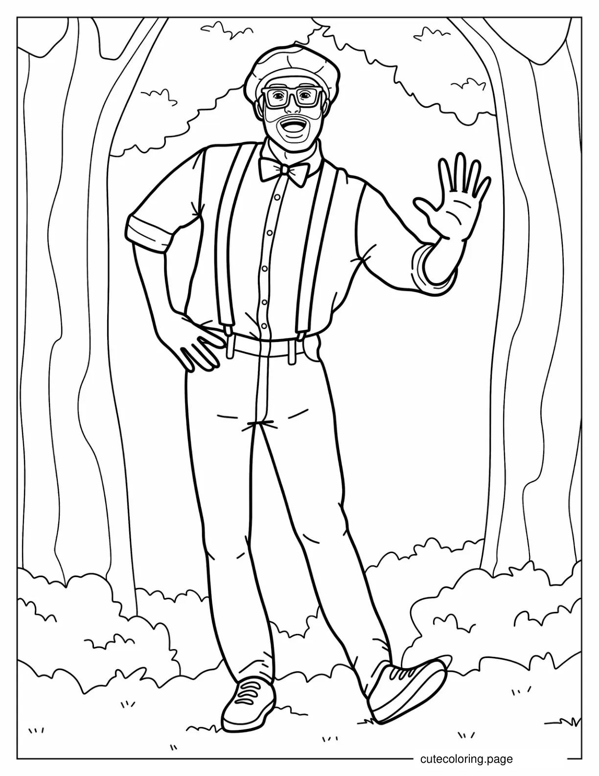 Smiling Blippi In Overalls To Color coloring page