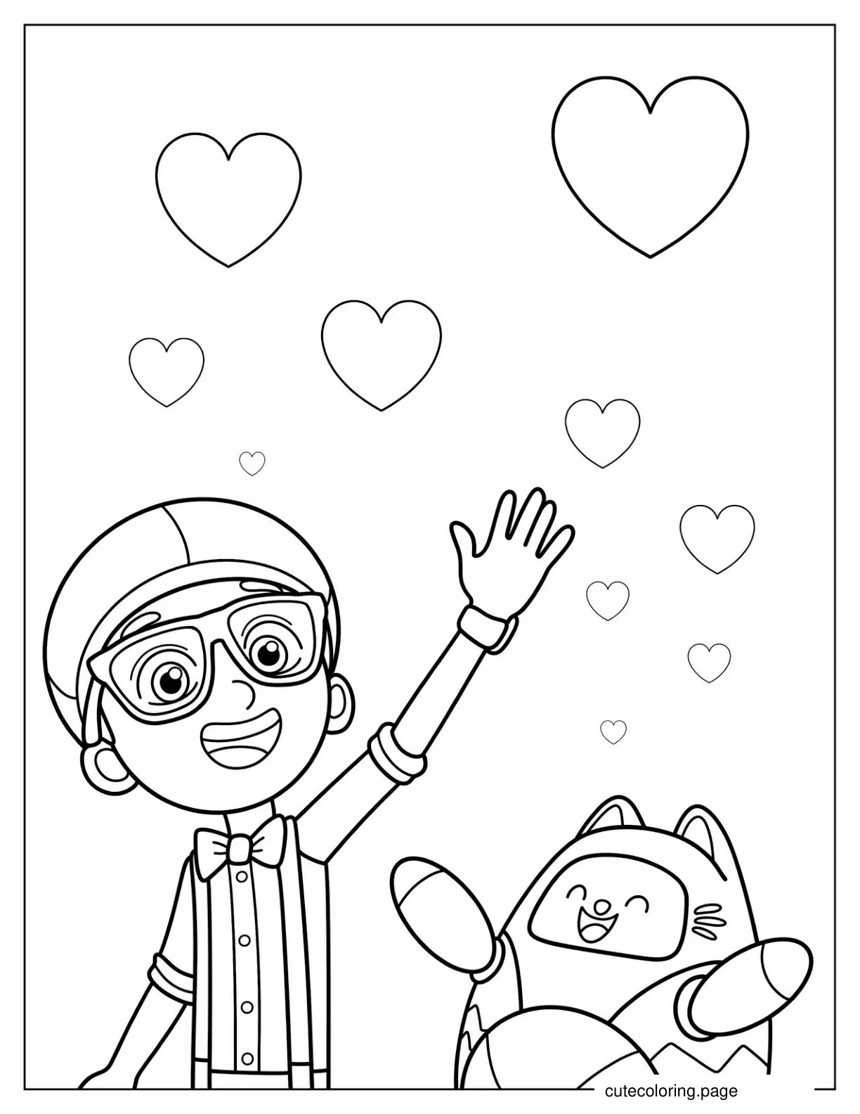 Young Blippi Playing With Cat coloring page