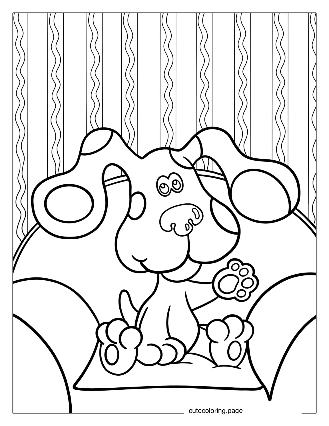 Blue Sitting On The Thinking Chair To Color coloring page