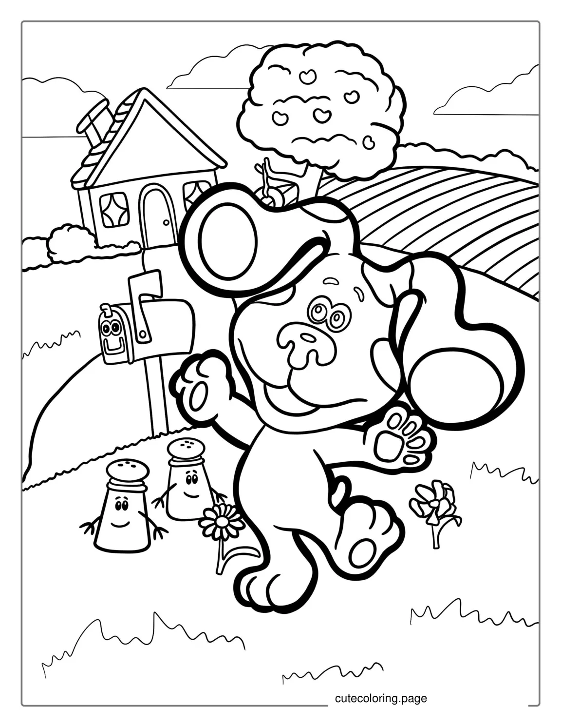 Blue With Mailbox and Mrs Pepper and Mr Salt coloring page