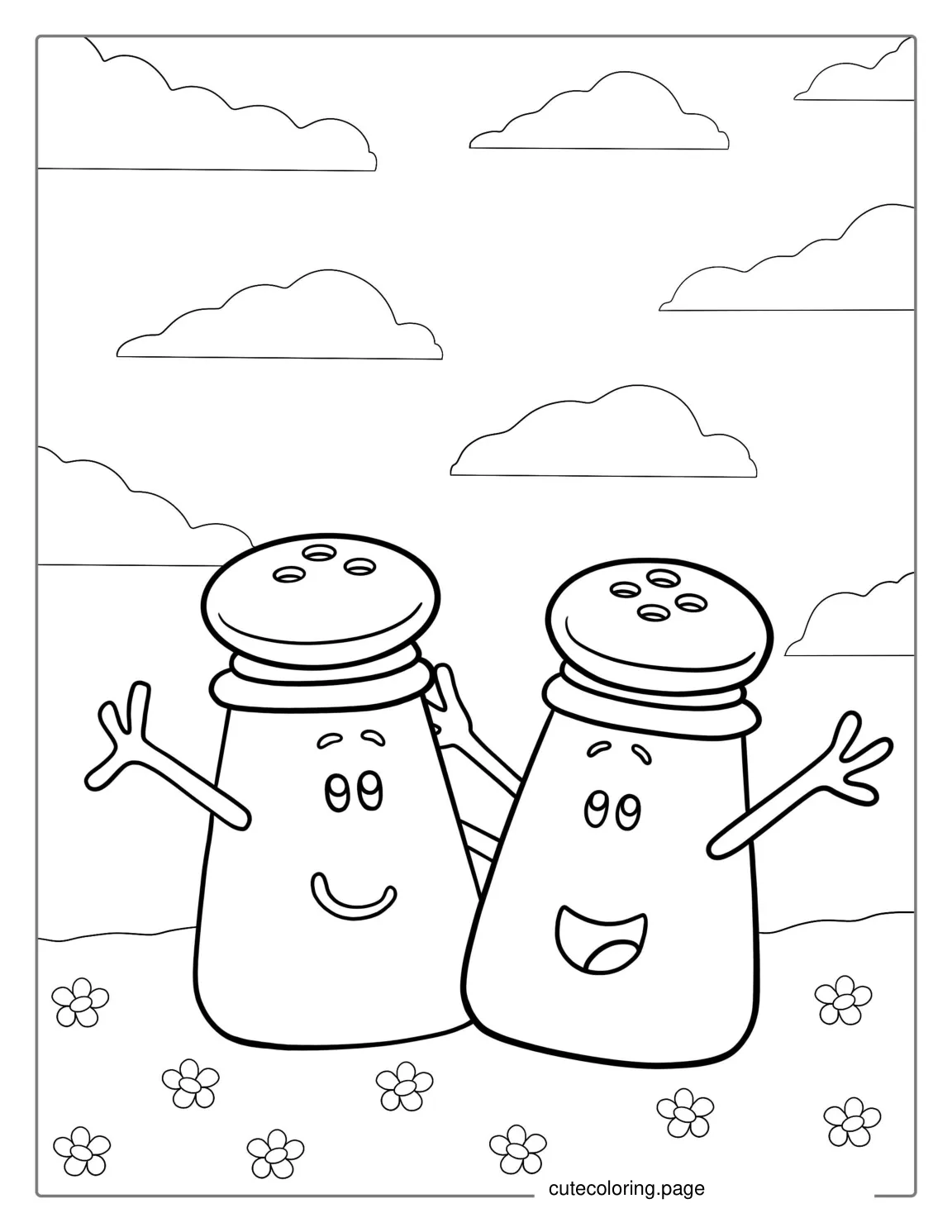 Coloring Sheet Of Mr Salt and Mrs Pepper coloring page