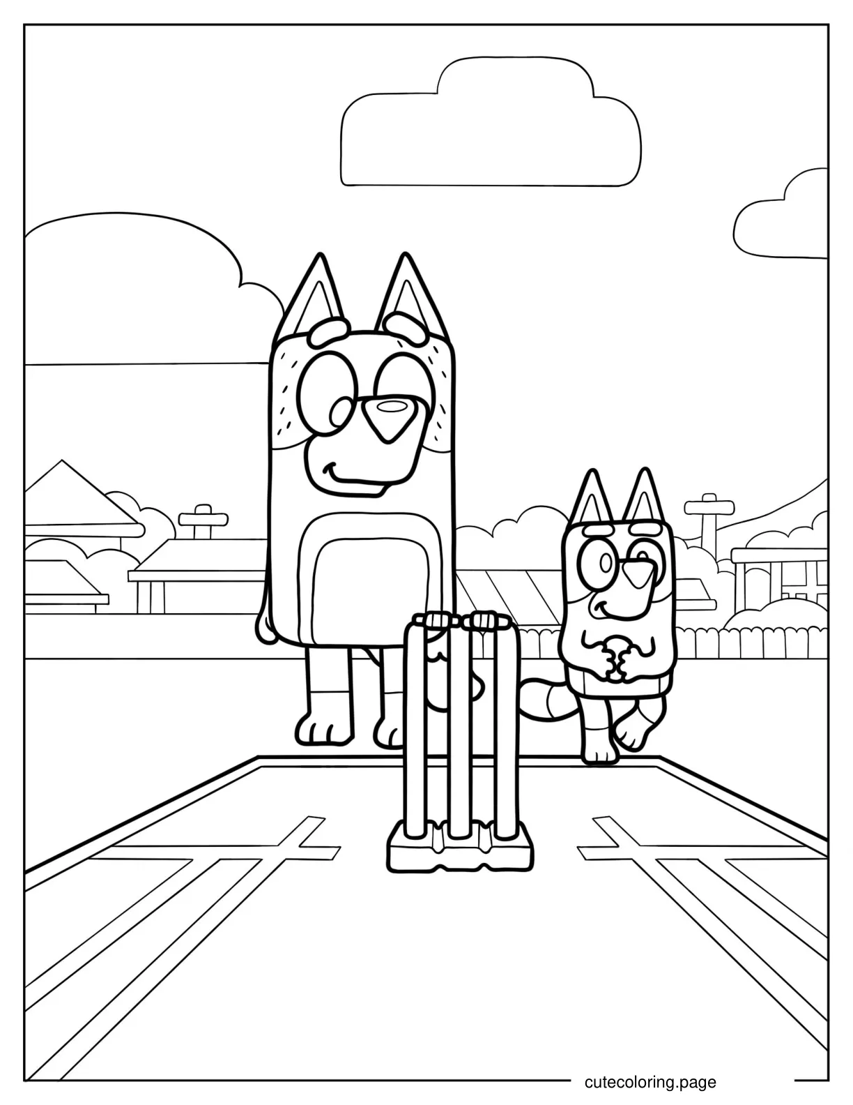 Bandit And Bluey Playing Game coloring page