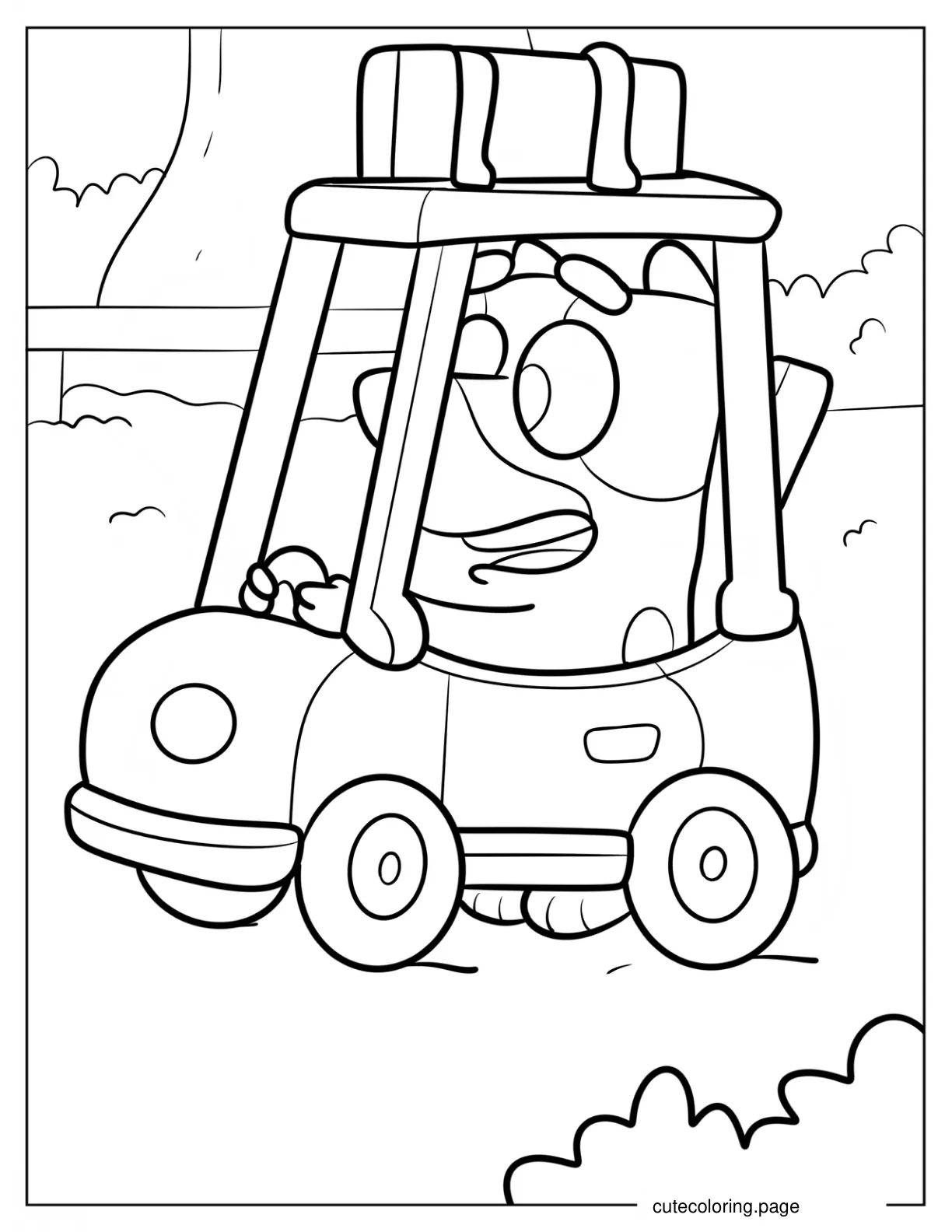 Bluey Driving A Toy Car Coloring Page For Kids coloring page