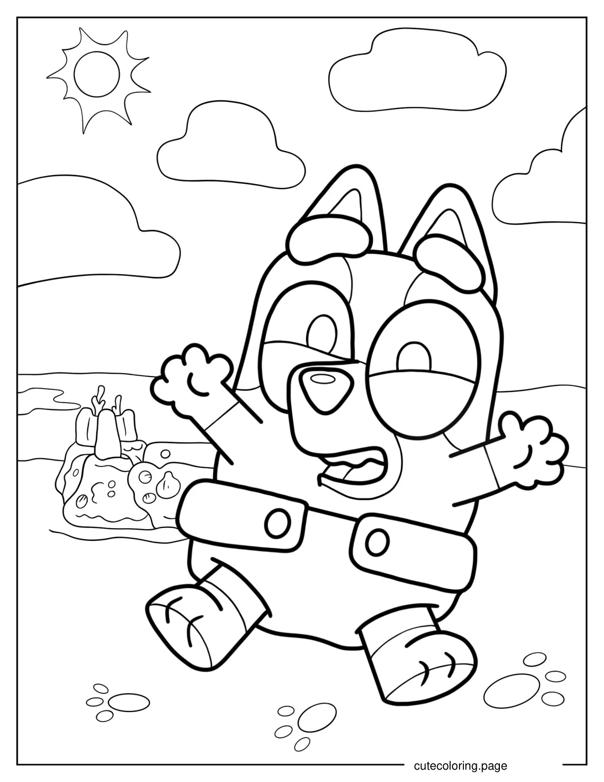 Cute Baby Bluey In Diapers coloring page