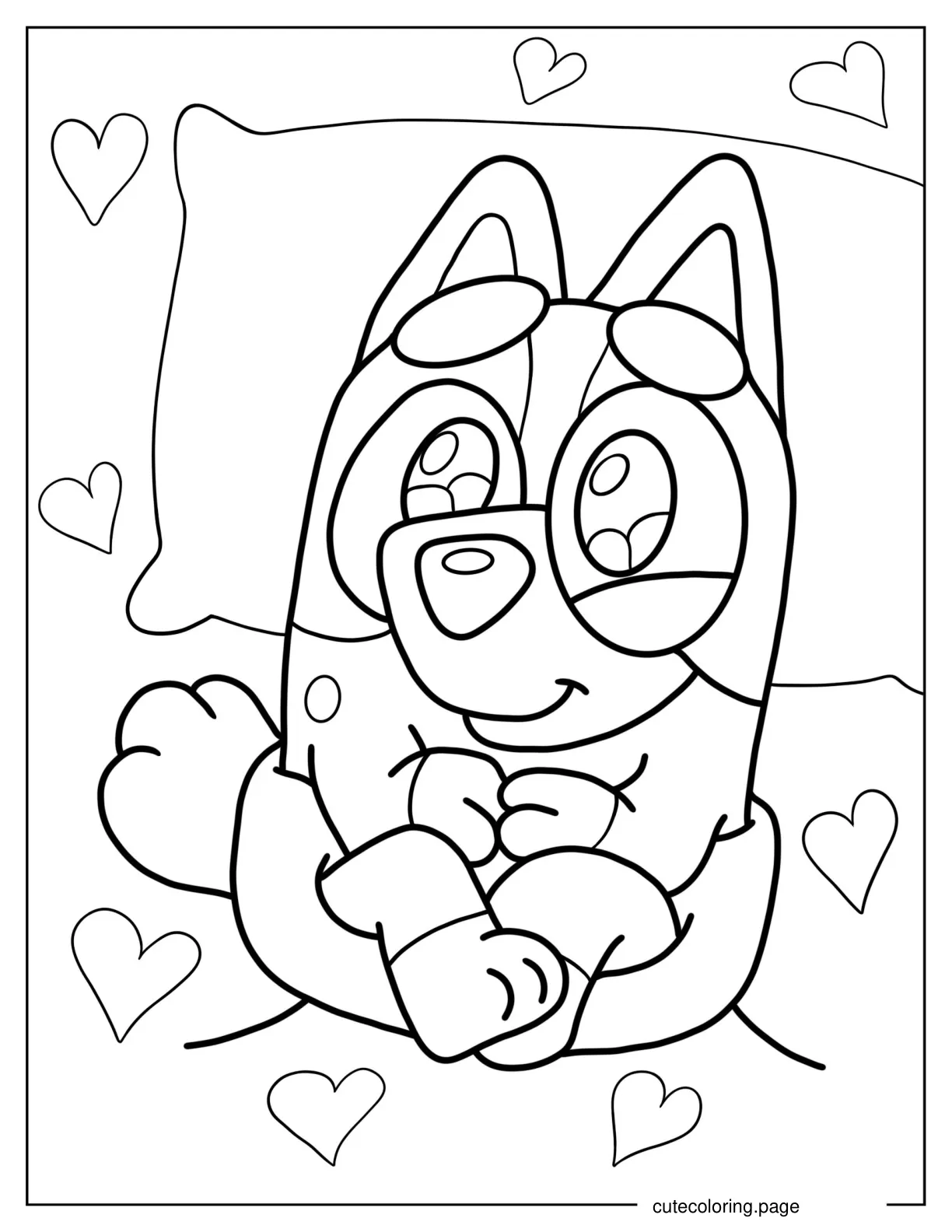 Cute Baby Bluey With Hearts coloring page