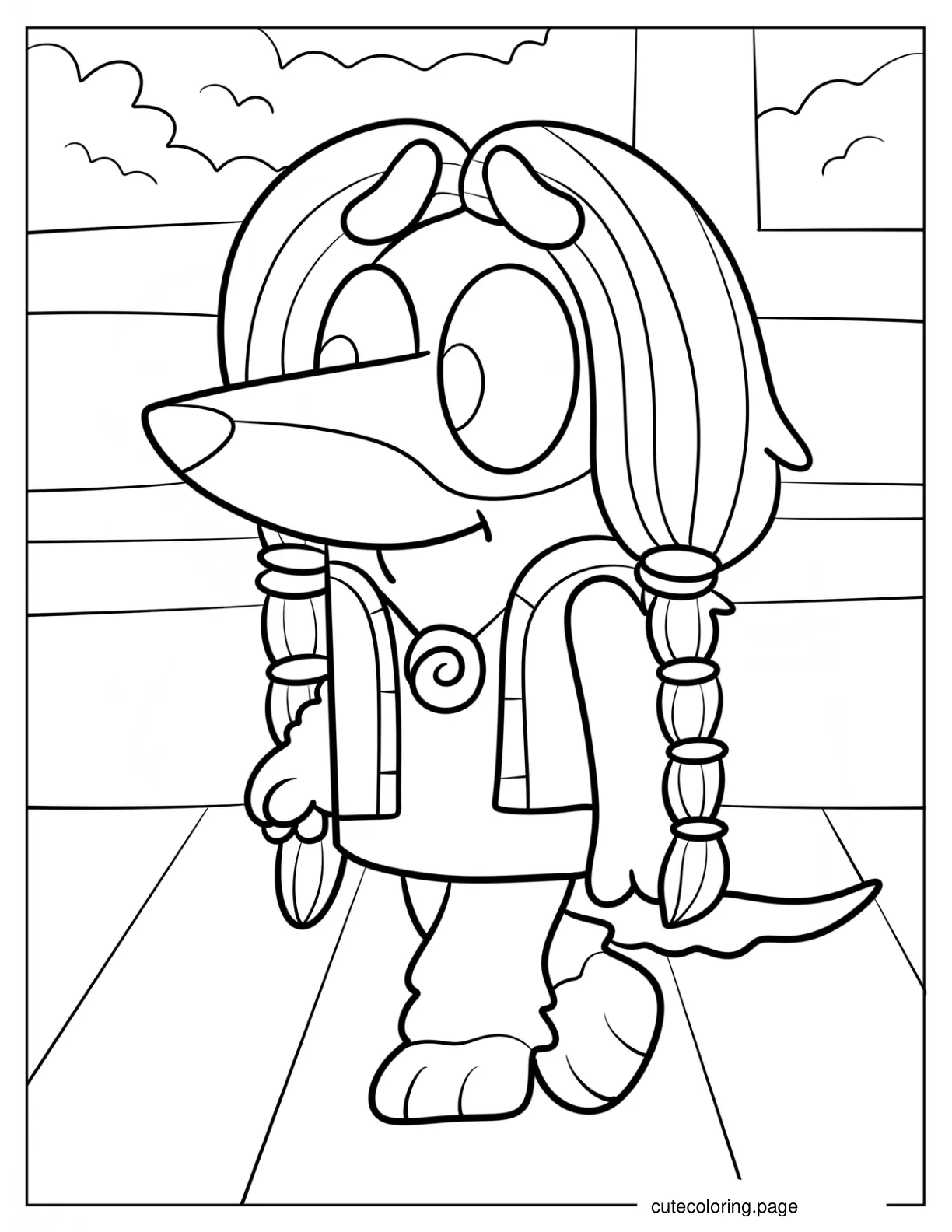 Kawaii Indy In Braids Coloring Page coloring page