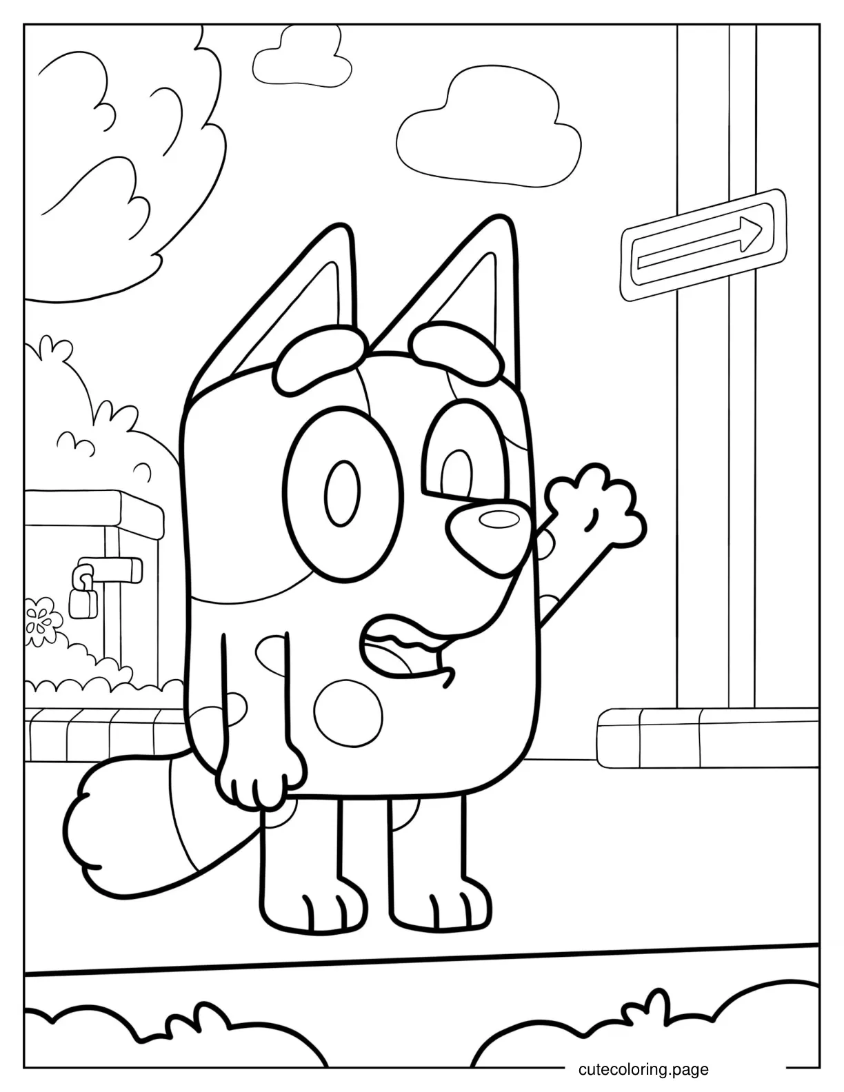 Muffin Heeler Waving coloring page