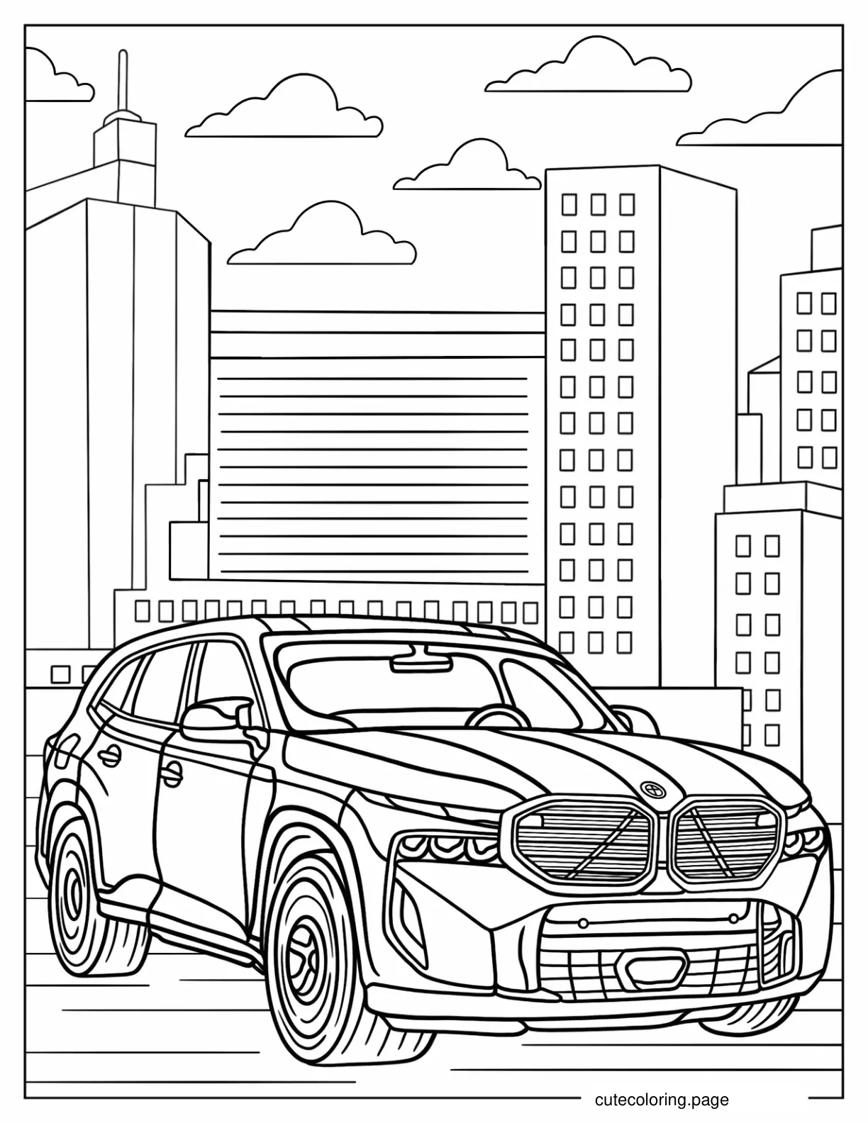 2024 BMW XM Label Red In The City coloring page