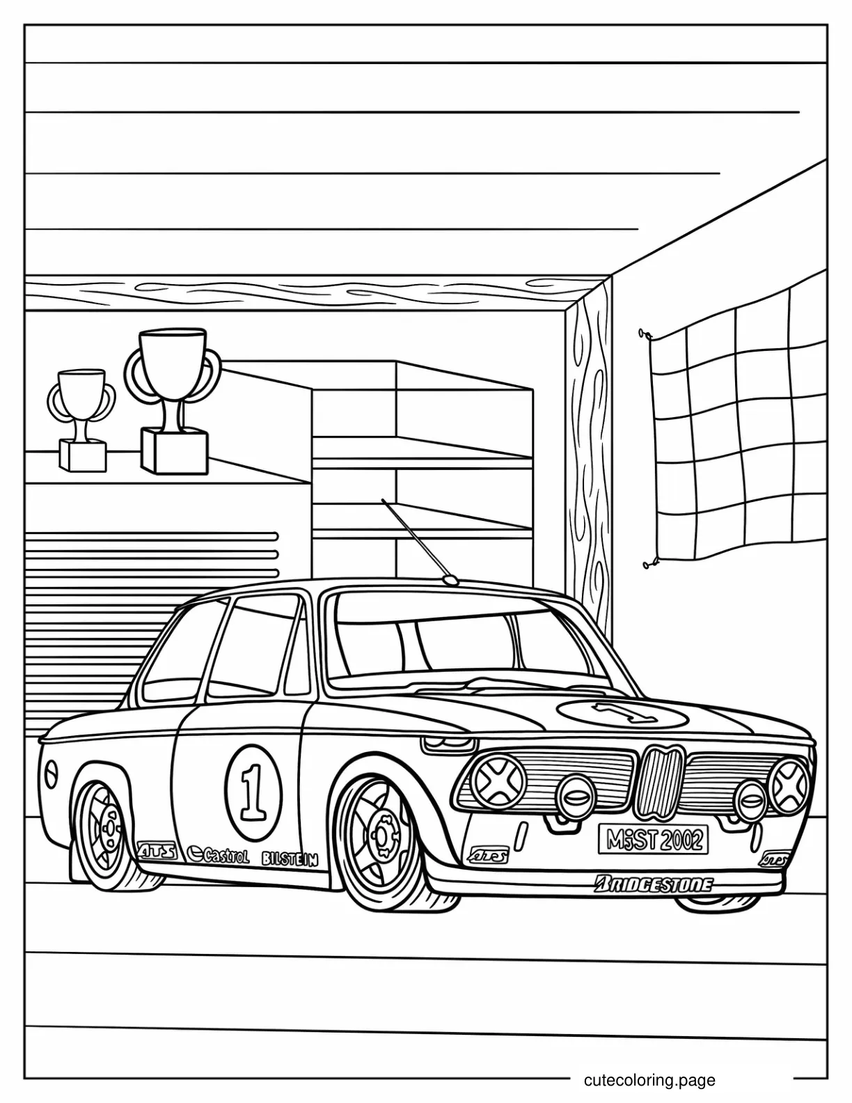 BMW 2002tii In Garage Coloring Page For Kids coloring page