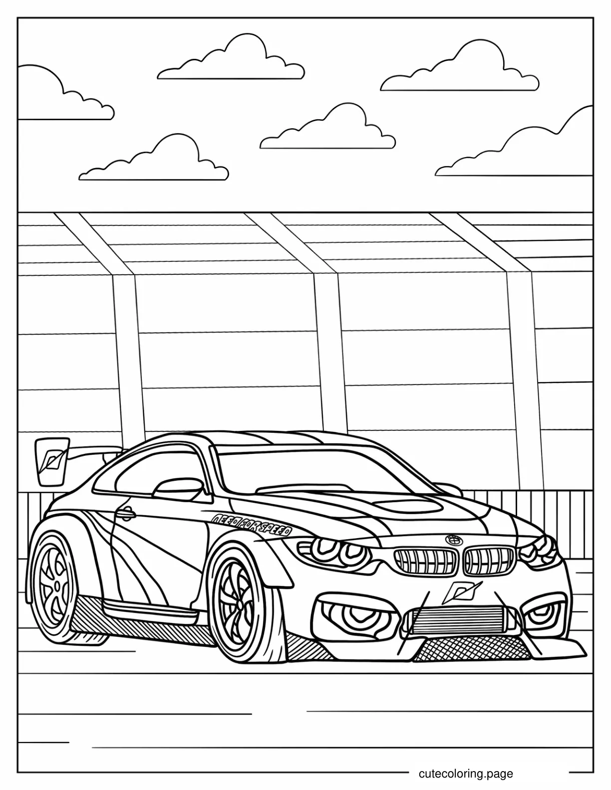 BMW M4 Race Car Coloring Sheet coloring page