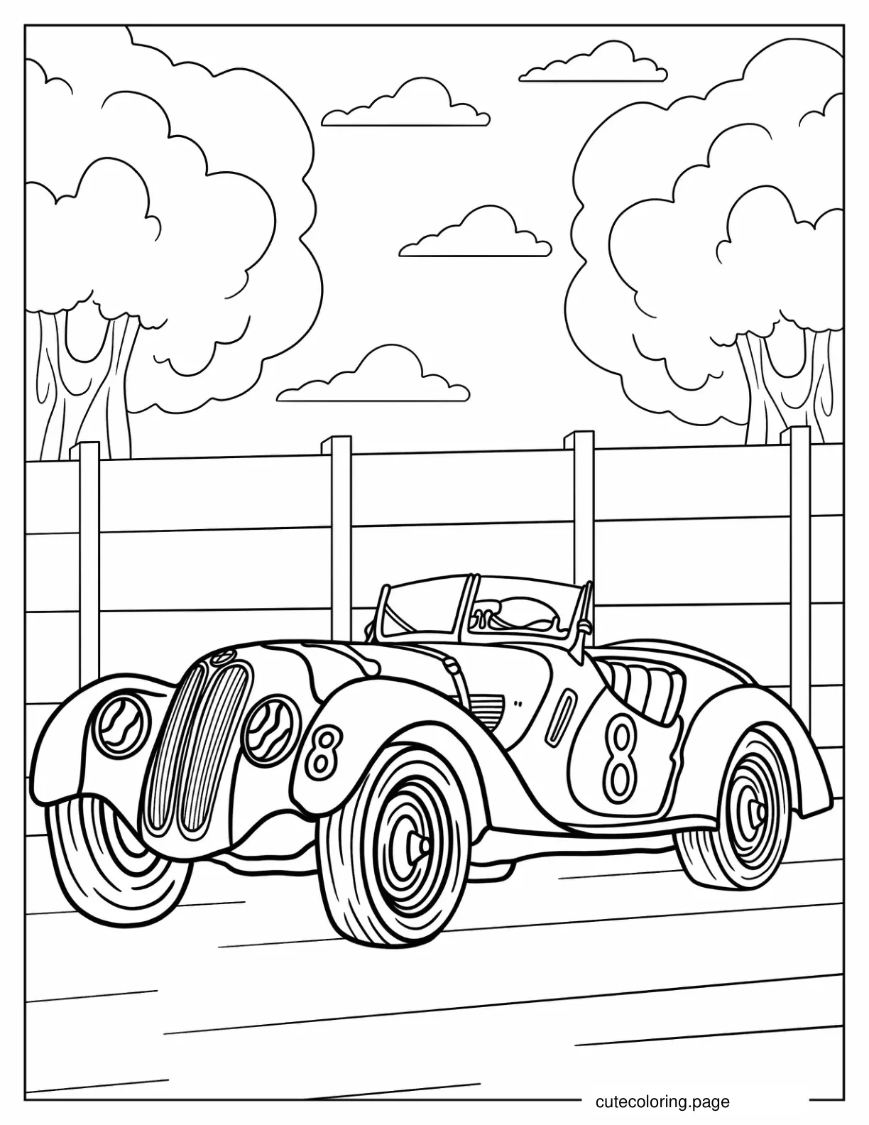 Vintage BMW 328 Coloring Page coloring page