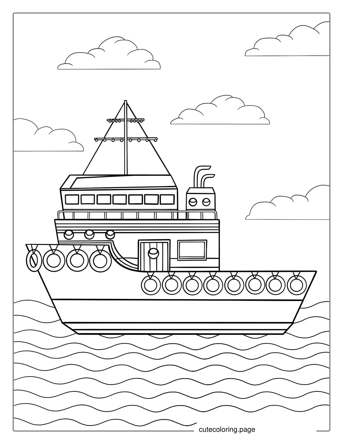 Barge On The Water Coloring Page coloring page