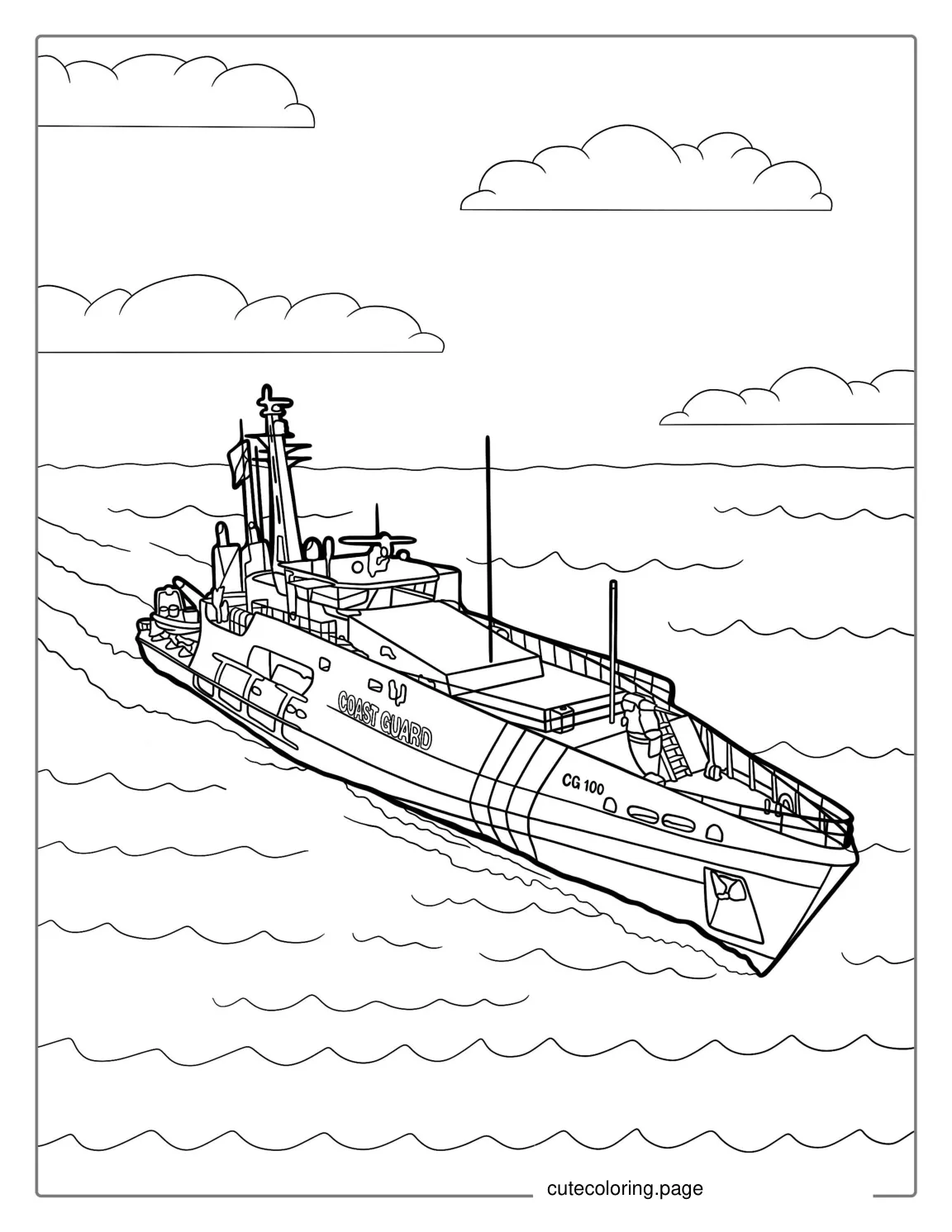 Coast Guard Boat Coloring Sheet coloring page