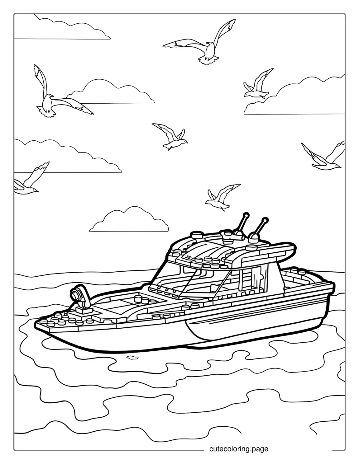 Coloring Page Of a Lego Boat coloring page